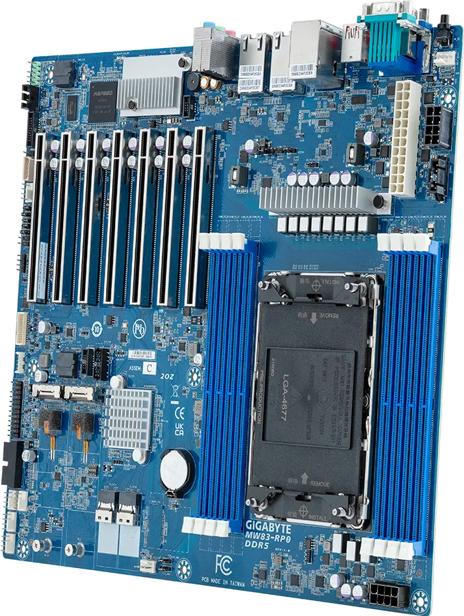 Gigabyte MW83-RP0 - 1.X - Motherboard - SSI CEB - LGA4677 Socket-E - W790 Chipsatz - USB-C 3.2 Gen 2x2, USB-C 3.2 Gen2, USB 3.2 Gen 1 - 2 x 10 Gigabit LAN - Onboard-Grafik - HD Audio (8-Kanal)