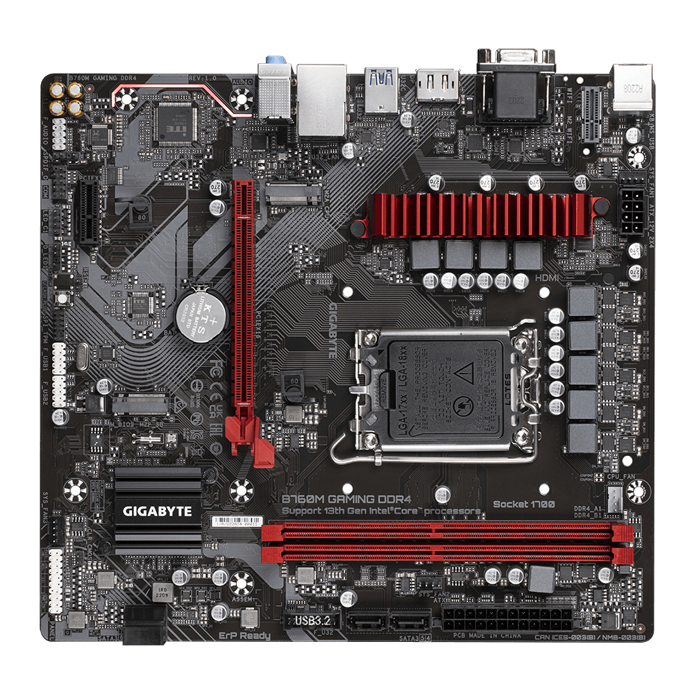 Gigabyte B760M GAMING DDR4 - 1.0 - Motherboard - micro ATX - LGA1700 Sockel - B760 Chipsatz - USB-C 3.2 Gen 1, USB 3.2 Gen 1 - 2.5 Gigabit LAN - Onboard-Grafik (CPU erforderlich)