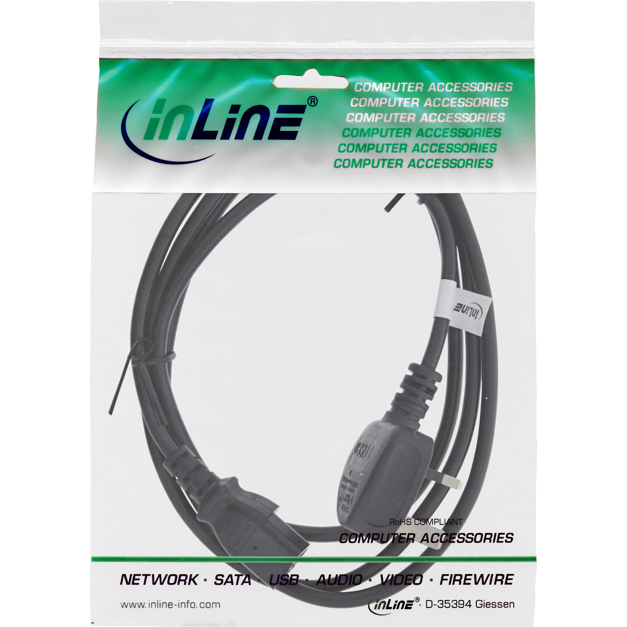 InLine Netzkabel - Netzstecker England auf Kaltgerätestecker C13 - 1,8m InLine Netzkabel - Netzstecker England auf Kaltgerätestecker C13 - 1,8m