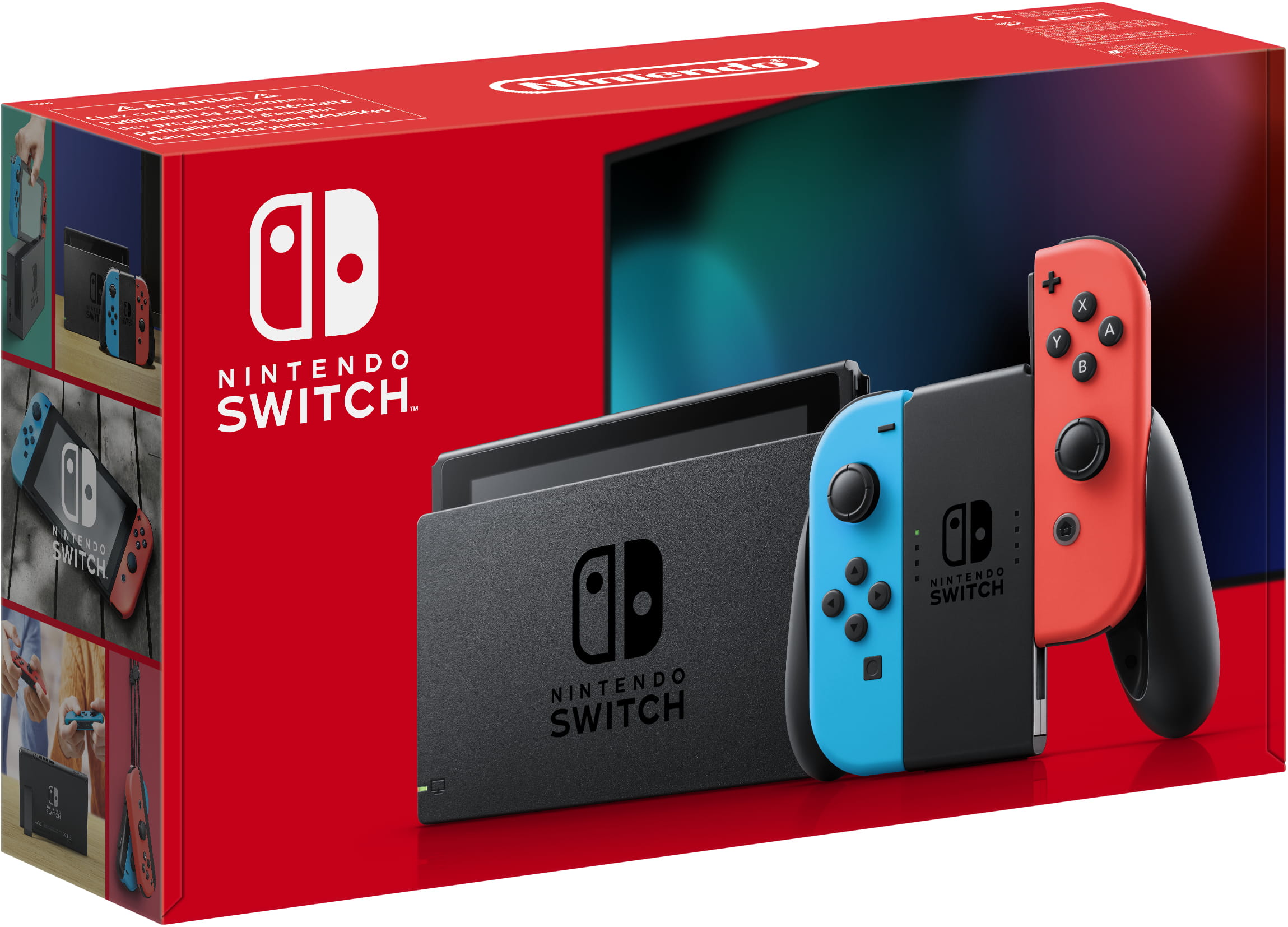 Nintendo Switch with Neon Blue and Neon Red Joy-Con