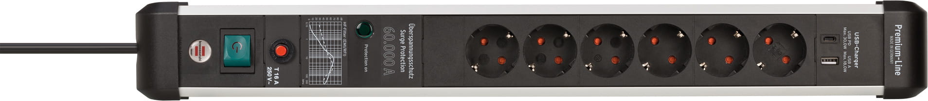 Brennenstuhl 1391010620, 3 m, Drinnen, Abgewinkelt, IP20, Aluminium, Schwarz, Silber