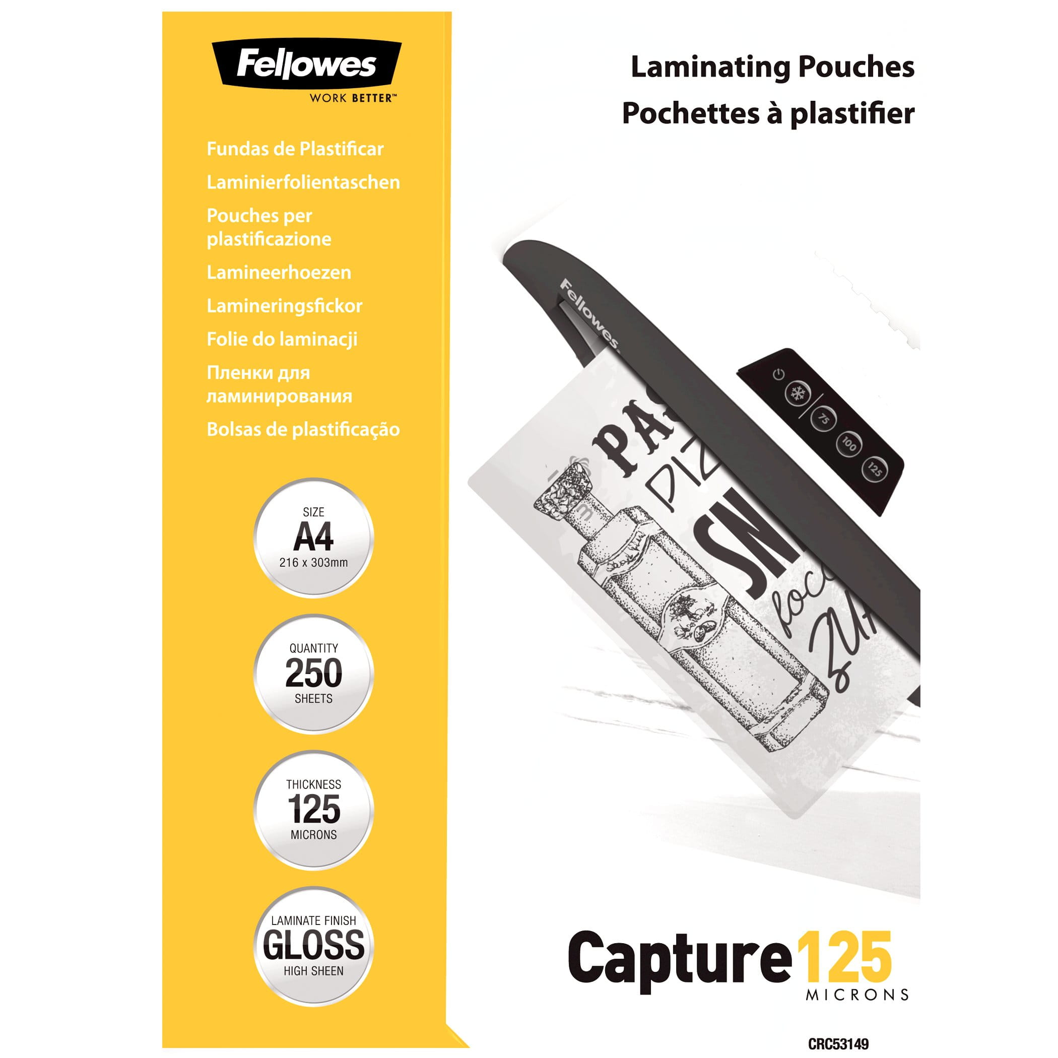 Fellowes Laminating Pouches Capture 125 micron - A4 (210 x 297 mm)