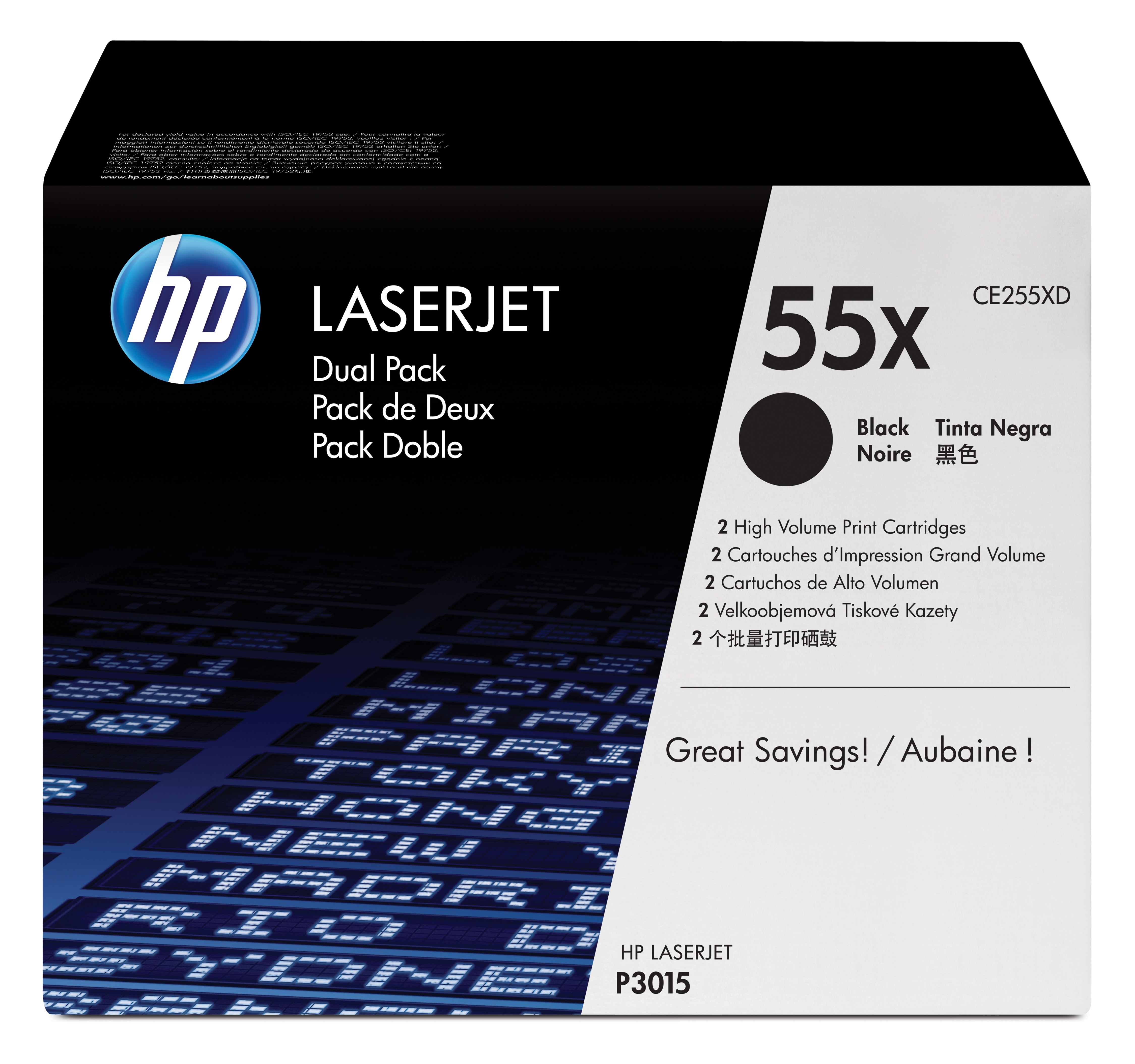 HP 55X - 2er-Pack - Hohe Ergiebigkeit - Schwarz - original - LaserJet - Tonerpatrone (CE255XD)