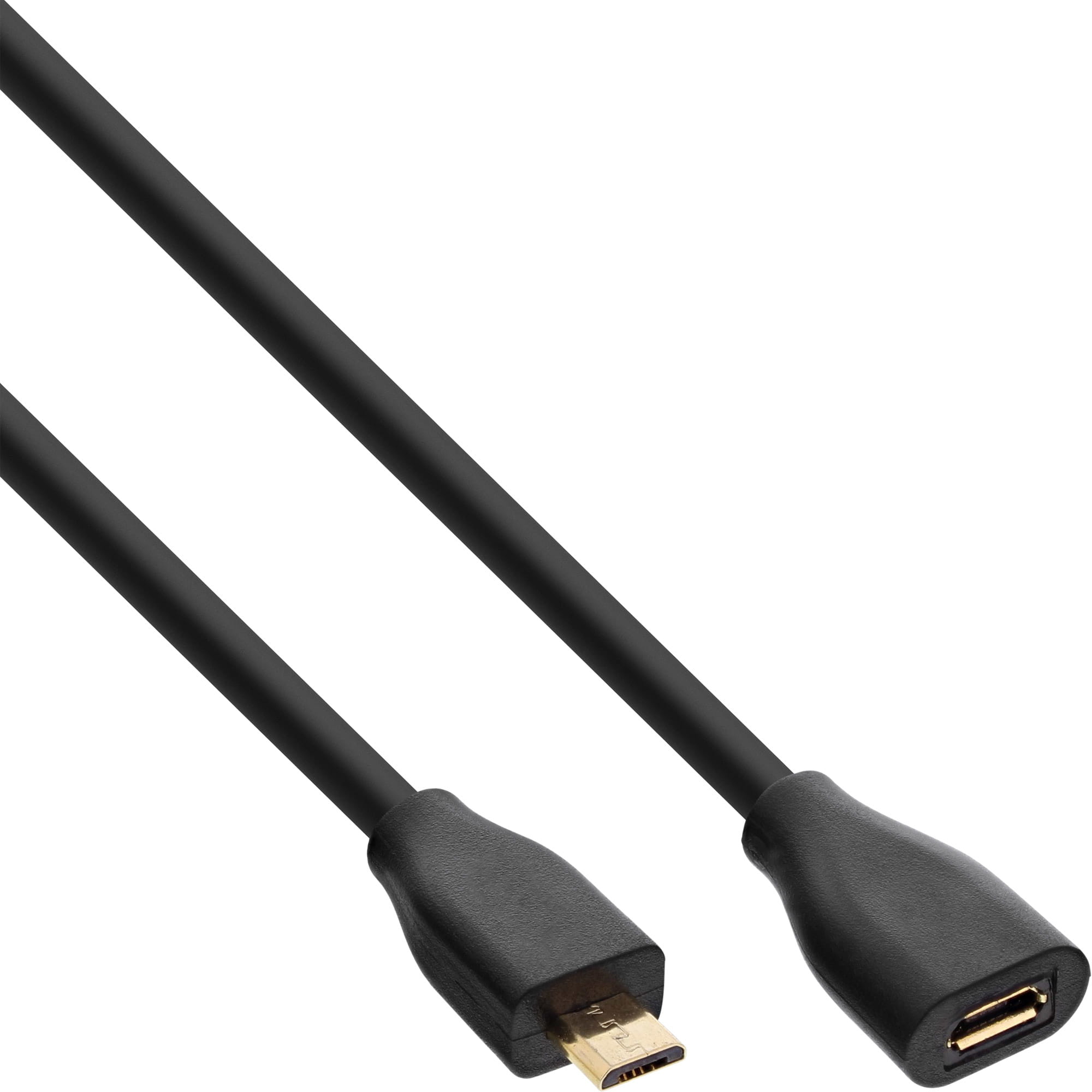 InLine Micro-USB Verl. - USB 2.0 Micro-B ST/BU - schwarz - vergoldete Kont. - 5m