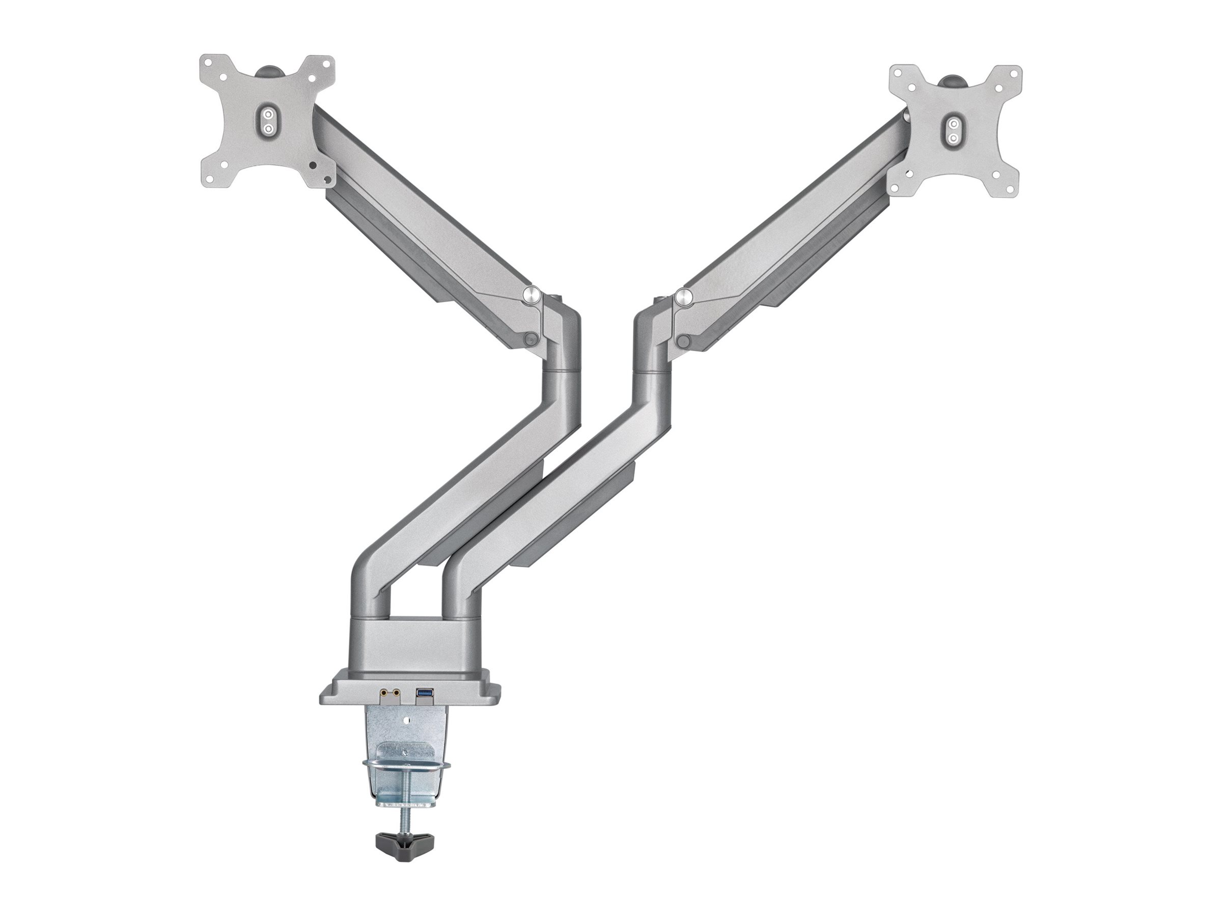 InLine Tischhalterung mit Lifter & USB/Audio - 2 Monitore bis 81cm (32"),silber