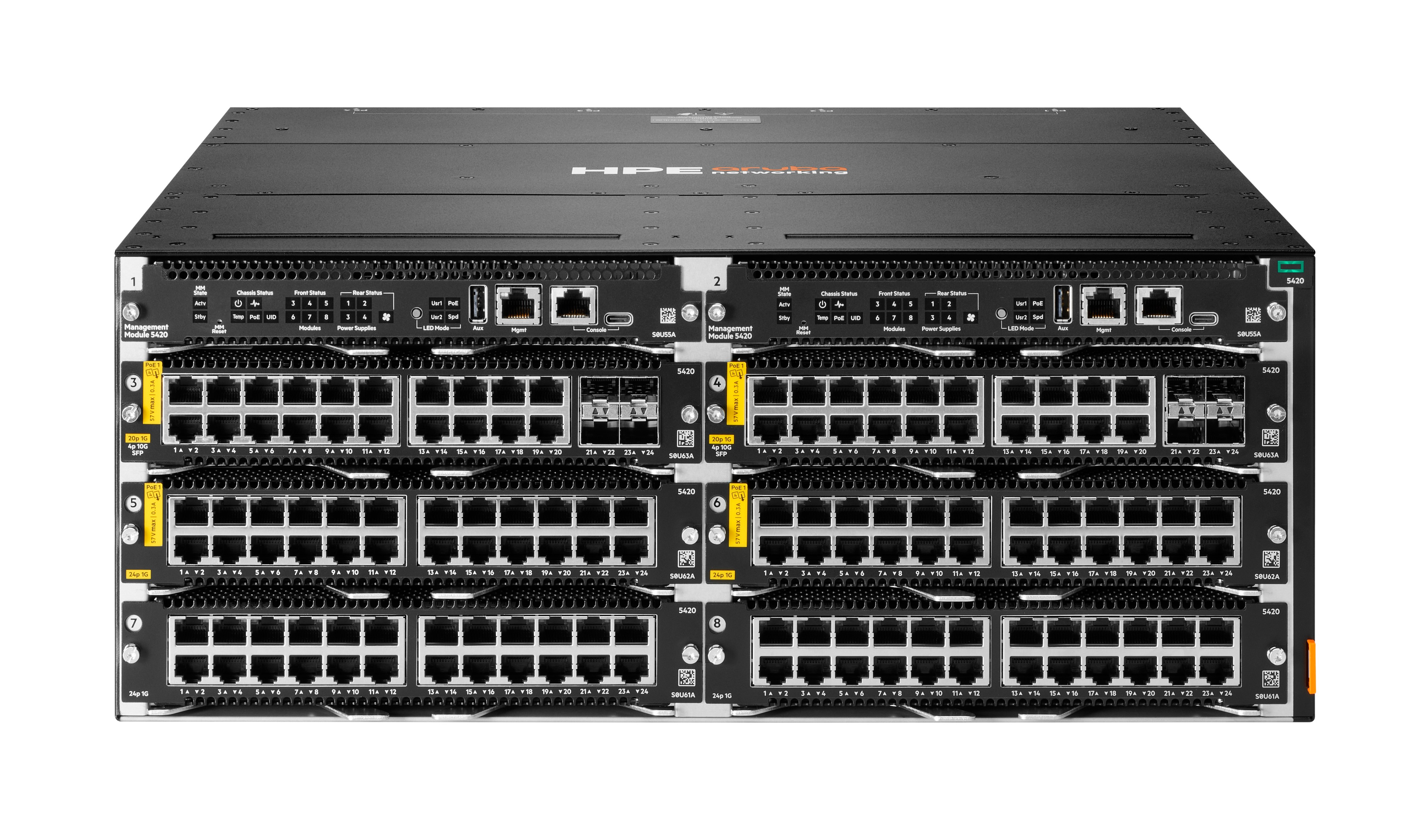 HPE Aruba Networking CX 5420 20p 10M/100M/1G Class4 PoE 4p SFP+ 1G/10G LRM Module - Switch - L3 - managed - 20 x 10/100/1000 (PoE Class 4)