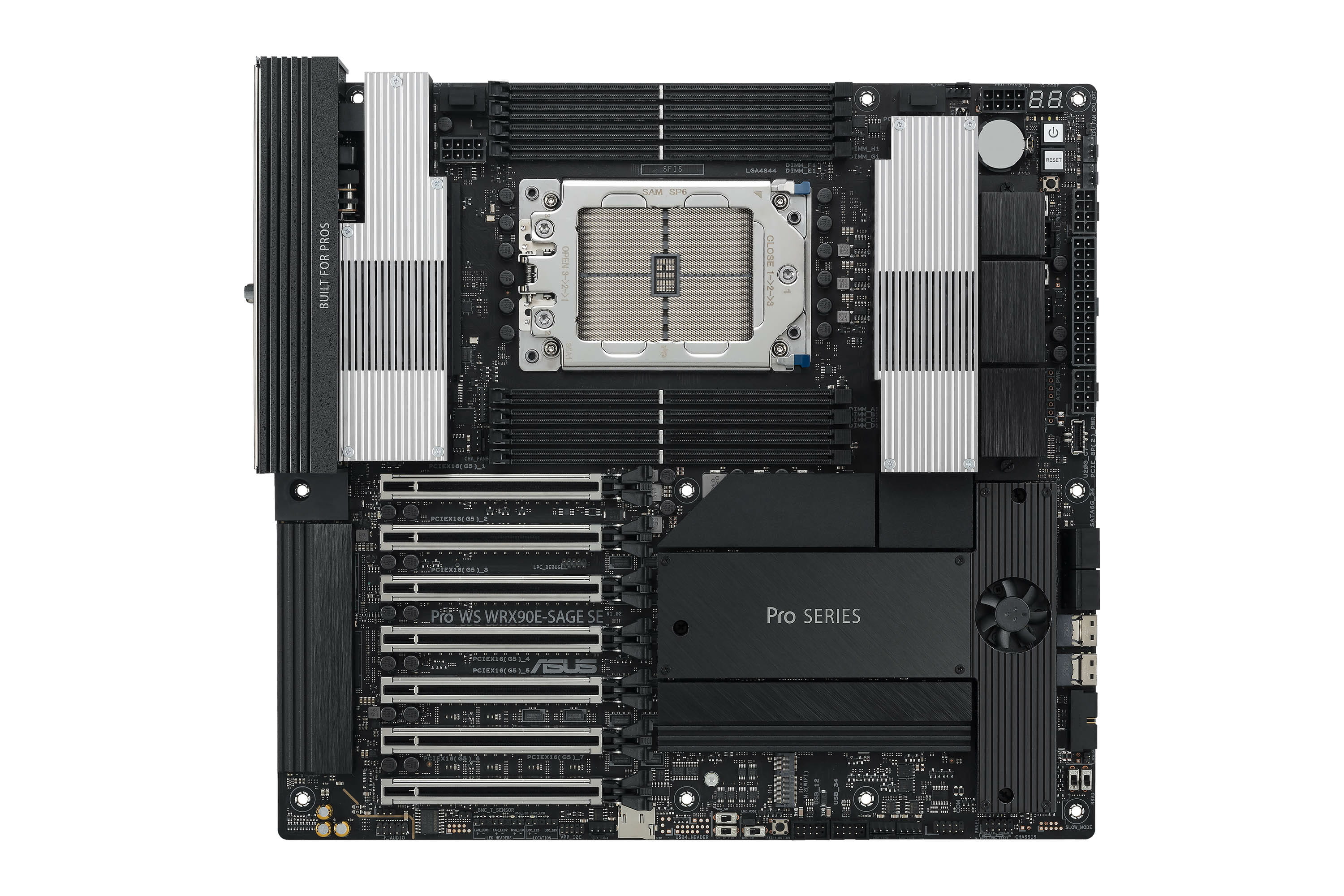 ASUS PRO WS WRX90E-SAGE SE - Motherboard - SSI EEB AST2600 - Socket sTR5 - AMD WRX90 Chipsatz - USB 3.2 Gen 1, USB-C 3.2 Gen 2x2, USB4 - Gigabit LAN - Onboard-Grafik (CPU erforderlich)