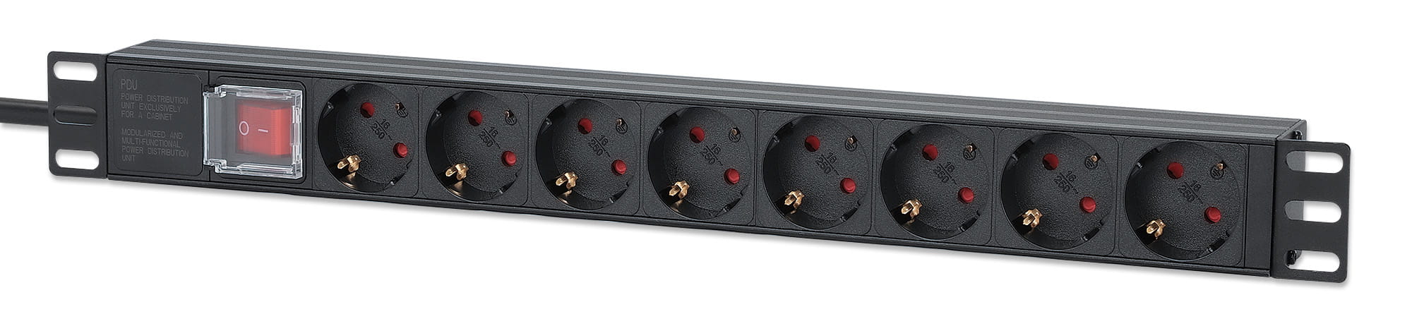 Intellinet 715126, 1U, Einphasig, Aluminium, 8 AC-Ausgänge, Typ F, Typ F