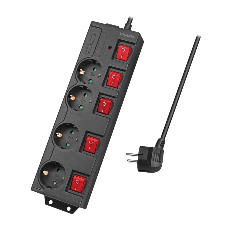 LogiLink Steckdosenleiste - Wechselstrom 250 V - 3680 Watt - Ausgangsanschlüsse: 4 (4 x CEE 7/3)