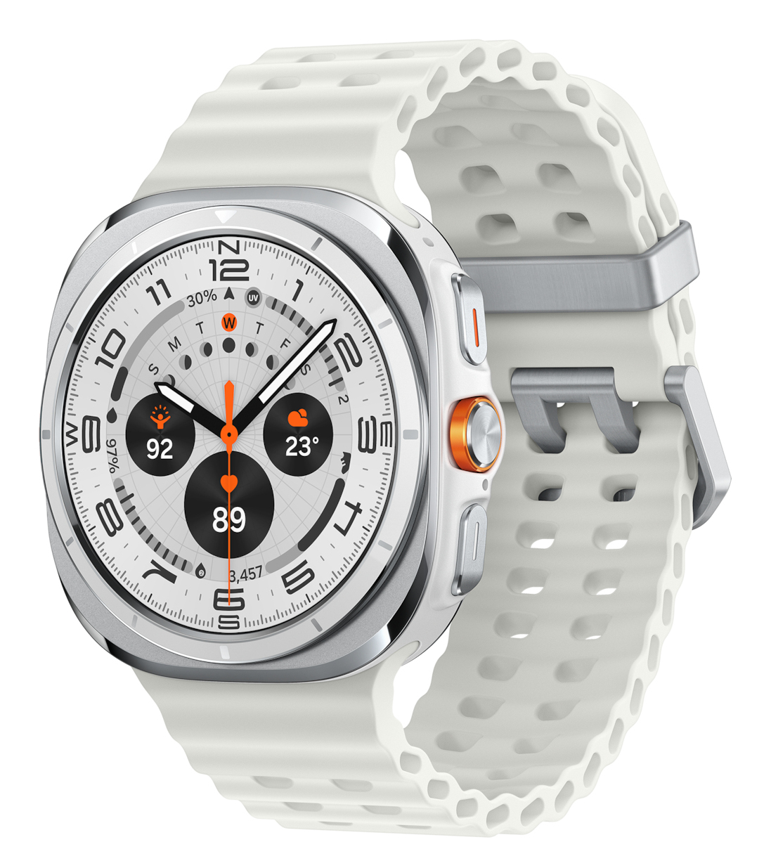 Samsung Galaxy Watch Ultra - 47 mm - Titanweiß - intelligente Uhr mit Marineband - Gummi - weiß - Bandgröße: S/M/L - Anzeige 3.73 cm (1.5")