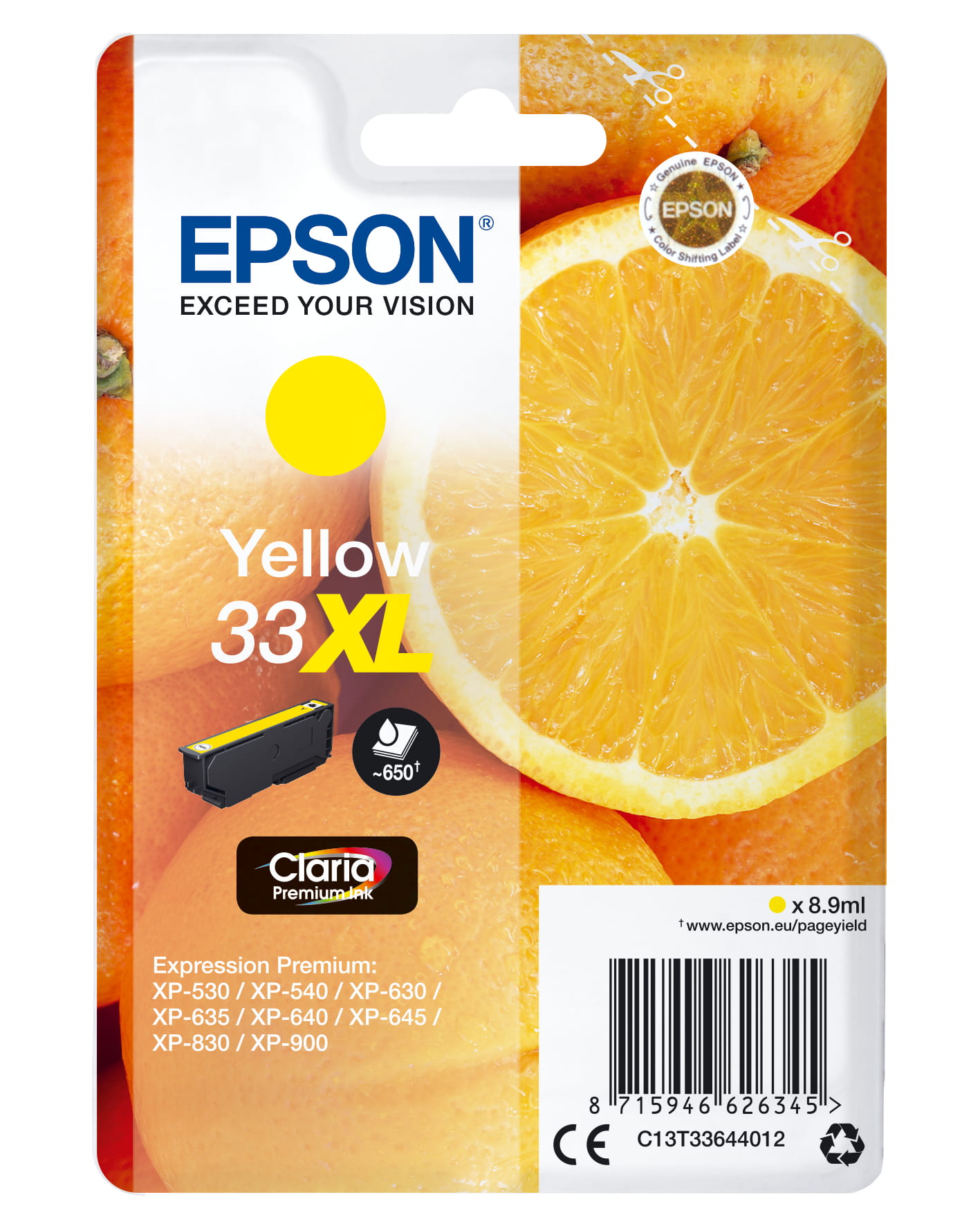 Epson 33XL - 8.9 ml - XL - Gelb - original