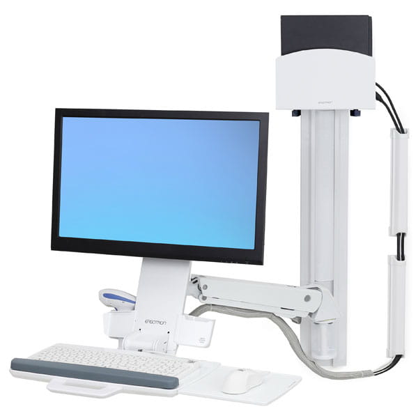 Ergotron Sit-Stand Combo System Mit CPU-Halter klein - Befestigungskit (Tastatur-Tablett, CPU Wandhalterung, einstellbarer Monitorarm)