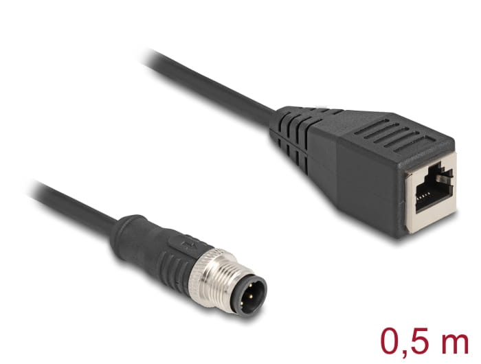 Delock Netzwerkkabel - 4-polig M12-D (M) zu RJ-45 (W)
