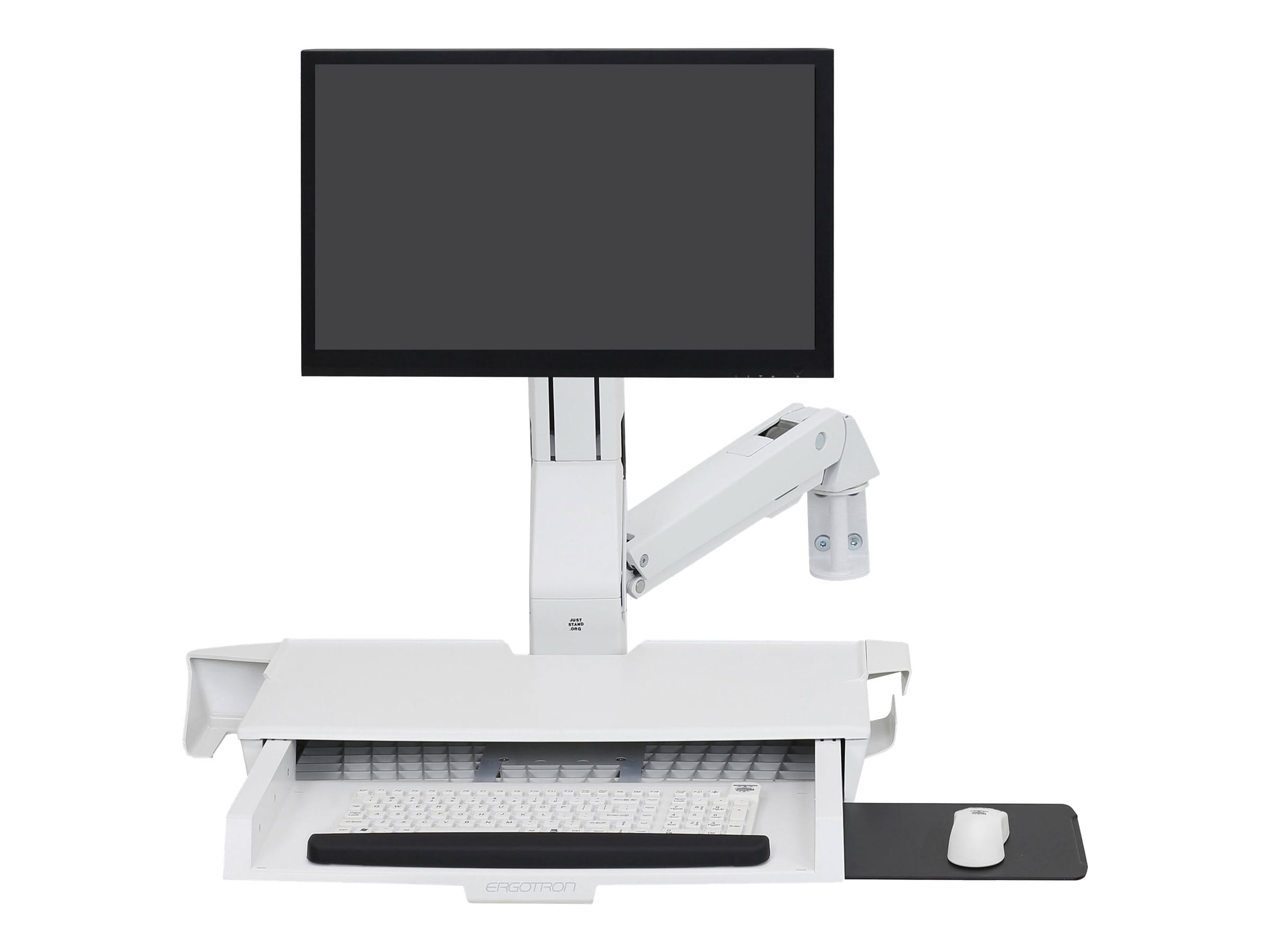 Ergotron Sit-Stand Combo Arm - Befestigungskit (Handgelenkkissen, Wandmontagehalterung, Display-Halterung, Schienenmontage Halterungsset, Mausablage zum Herausziehen, Combo Schwenkarm, Arbeitsfläche mit Tastaturablage, Scanner- und Maushalter) Ergotron Sit-Stand Combo Arm - Befestigungskit (Handgelenkkissen, Wandmontagehalterung, Display-Halterung, Schienenmontage Halterungsset, Mausablage zum Herausziehen, Combo Schwenkarm, Arbeitsfläche mit Tastaturablage, Scanner- und Maushalter)