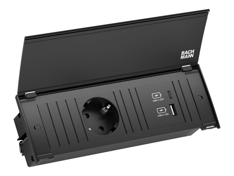 Bachmann KAPSA - Steckdosenleiste - Eingabe, Eingang Typ F - Ausgangsanschlüsse: 3 (Typ F, 24 pin USB-C, USB)