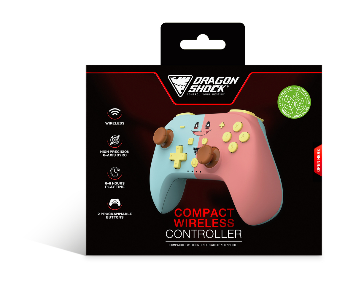 DragonShock PopTop, Gamepad, Nintendo Switch, PC, D-Pad, Home button, Turbo-Taste, Reset-Taste, Schaltfläche Start, Analog / Digital, Kabellos, Bluetooth