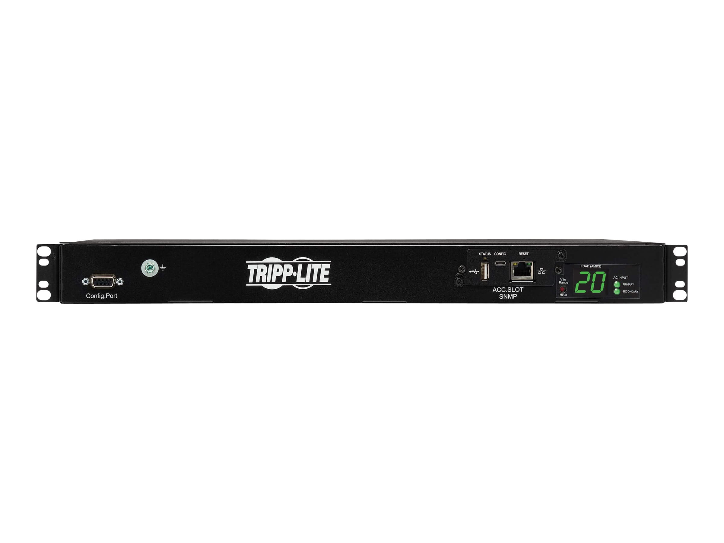 Tripp Eaton Tripp Lite Series PDU Switched ATS 200-240V 16/20A 8 C13 2 C19 C20 Horizontal 1URM - Horizontal rackmount - Stromverteilungseinheit (Rack - einbaufähig)