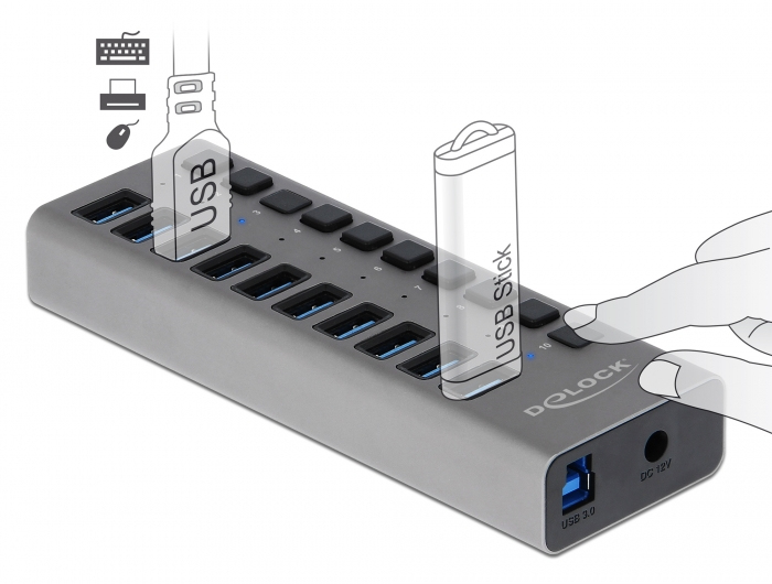 Delock Hub - 10 x SuperSpeed USB 3.0 - Desktop