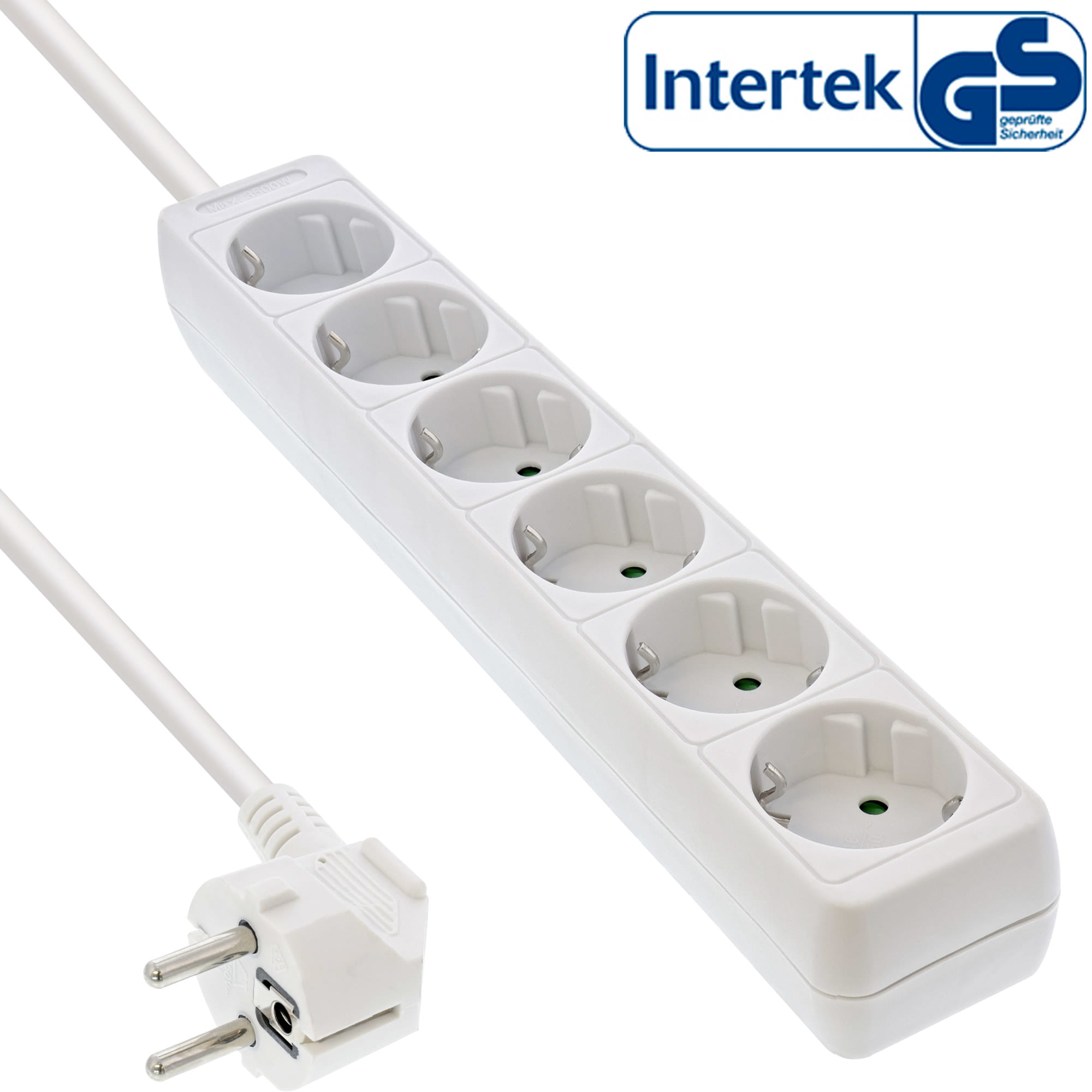 InLine Steckdosenleiste - 6-fach Schutzkontakt - weiß - 3m