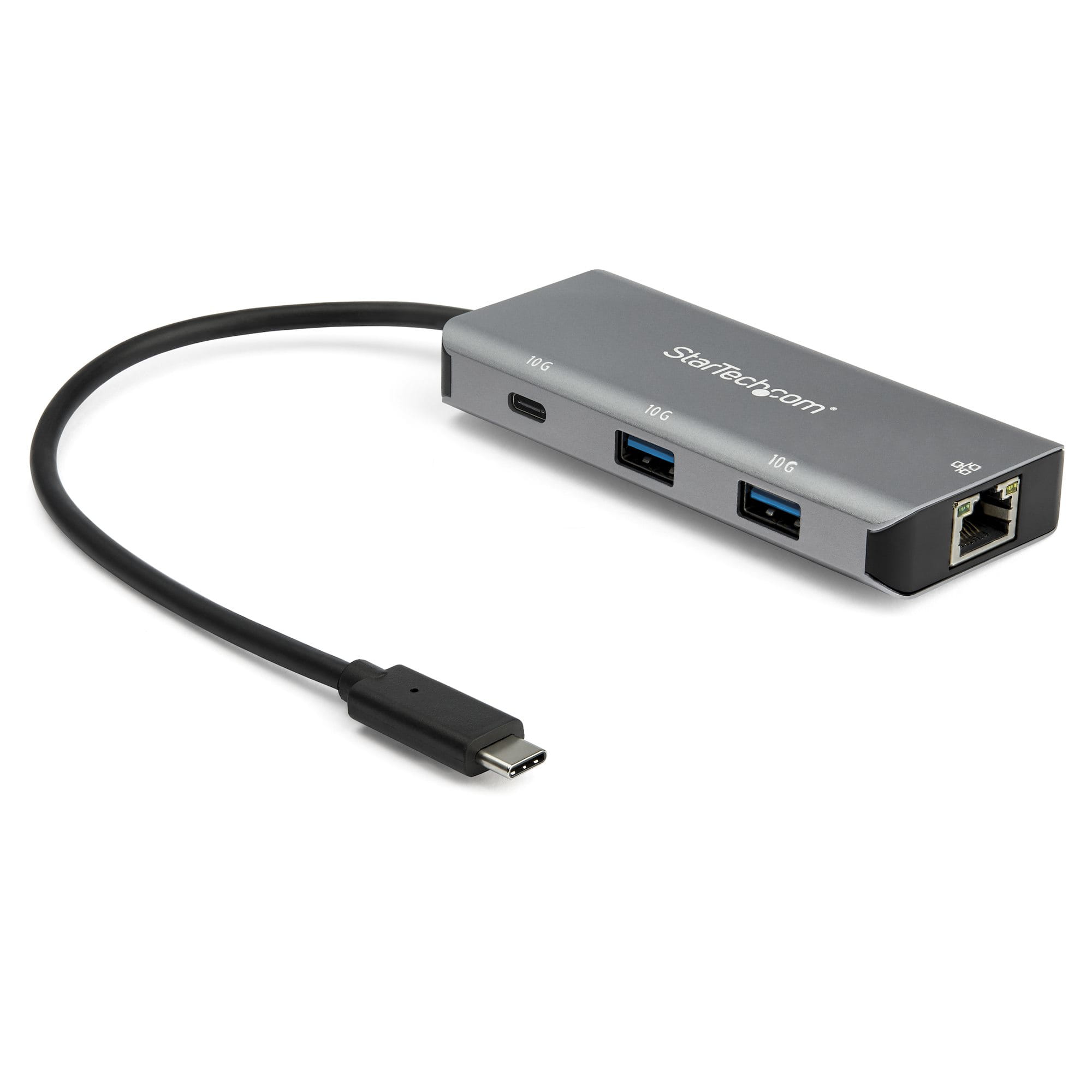 StarTech.com HB31C2A1CGB 3-Port-USB-C-Hub (mit LAN-Anschluss , 10 Gbit/s, 2x USB-A und 1x USB-C, 25 cm Hostkabel)