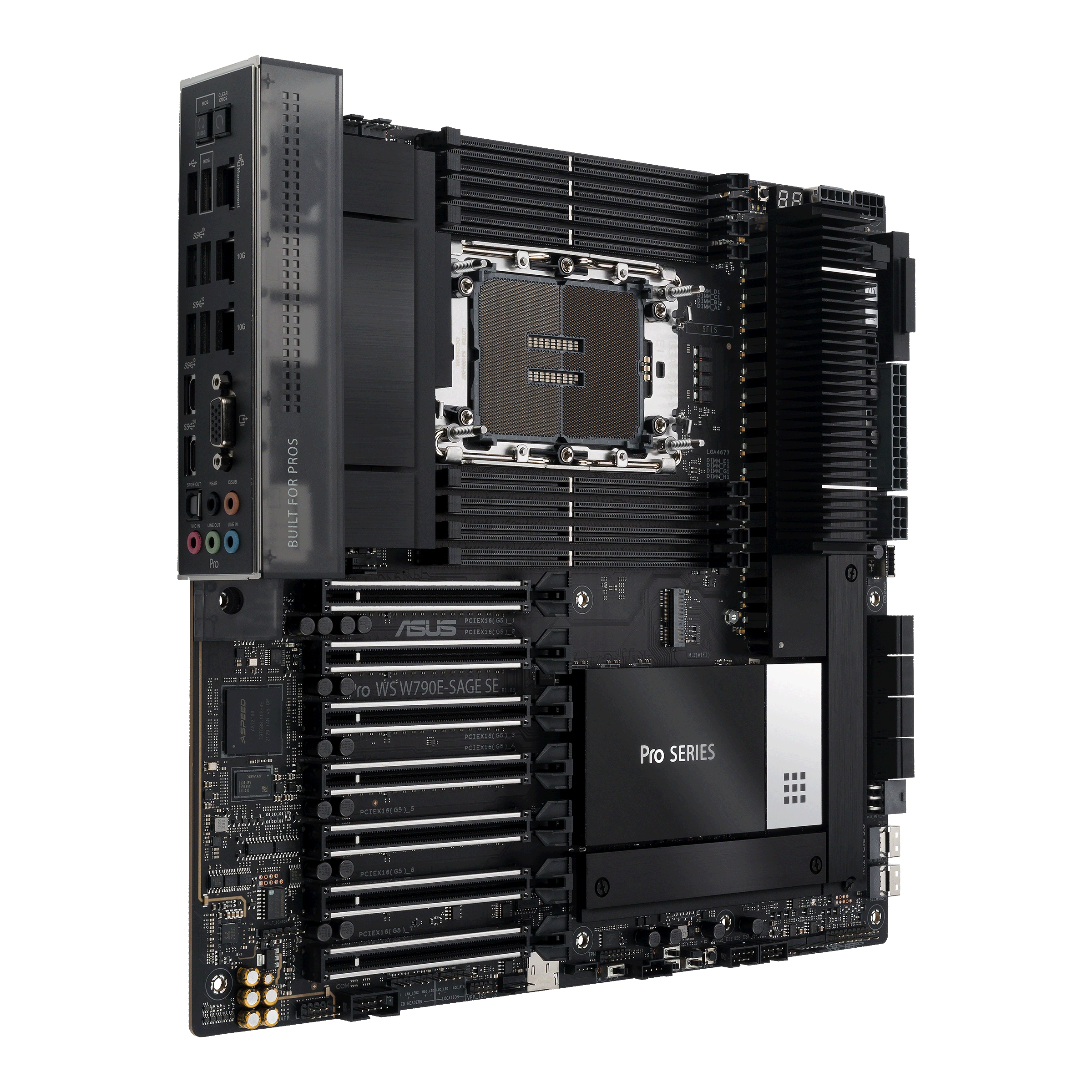 ASUS PRO WS W790E-SAGE SE - Motherboard - SSI EEB - LGA4677 Socket-E - W790 Chipsatz - USB-C 3.2 Gen 2x2, USB 3.2 Gen 2x2, USB-C 3.2 Gen2, USB 3.2 Gen 1 - 10 Gigabit LAN, Gigabit LAN - HD Audio (8-Kanal)