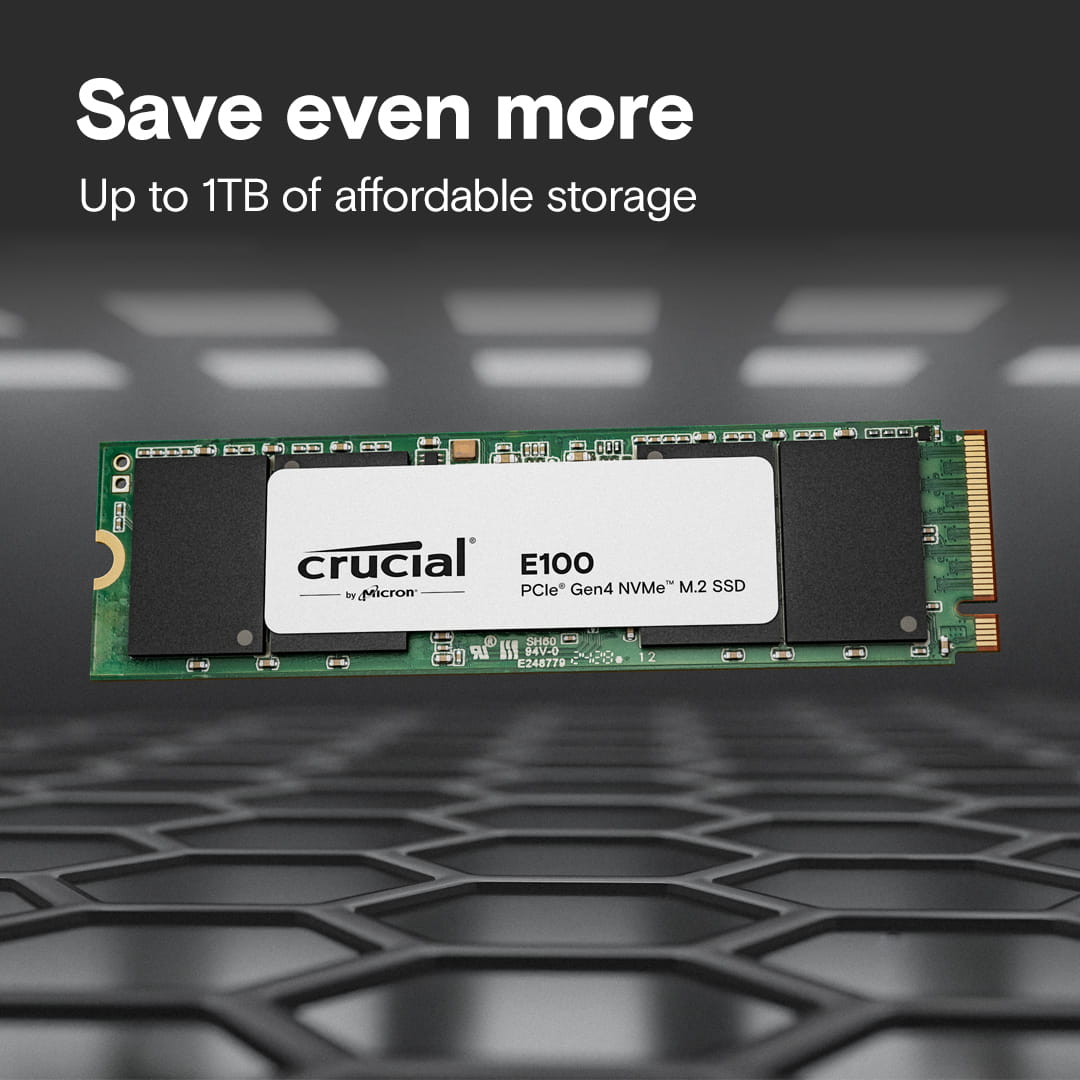 Crucial E100 - SSD - 2 TB - intern - M.2 2280 - PCIe 4.0 x4 (NVMe)