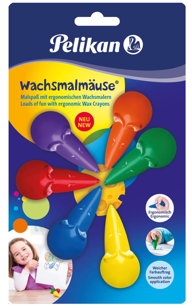 Pelikan Wachsmalmäuse 501/6/B - Farbstift - Wachs - Blau, Rot, Lila, Grün, Orange, Gelb (Packung mit 6)