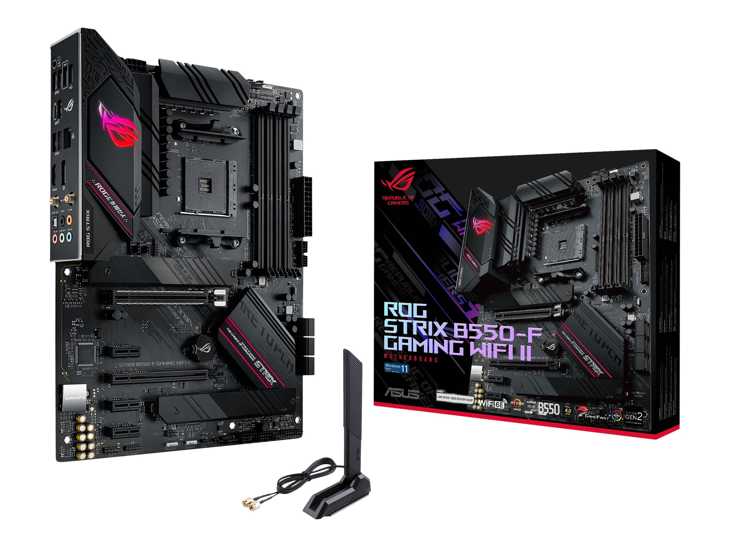 ASUS ROG STRIX B550-F GAMING WIFI II - Motherboard - ATX - Socket AM4 - AMD B550 Chipsatz - USB-C Gen2, USB 3.2 Gen 1, USB 3.2 Gen 2 - 2.5 Gigabit LAN, Wi-Fi 6, Bluetooth - Onboard-Grafik (CPU erforderlich)