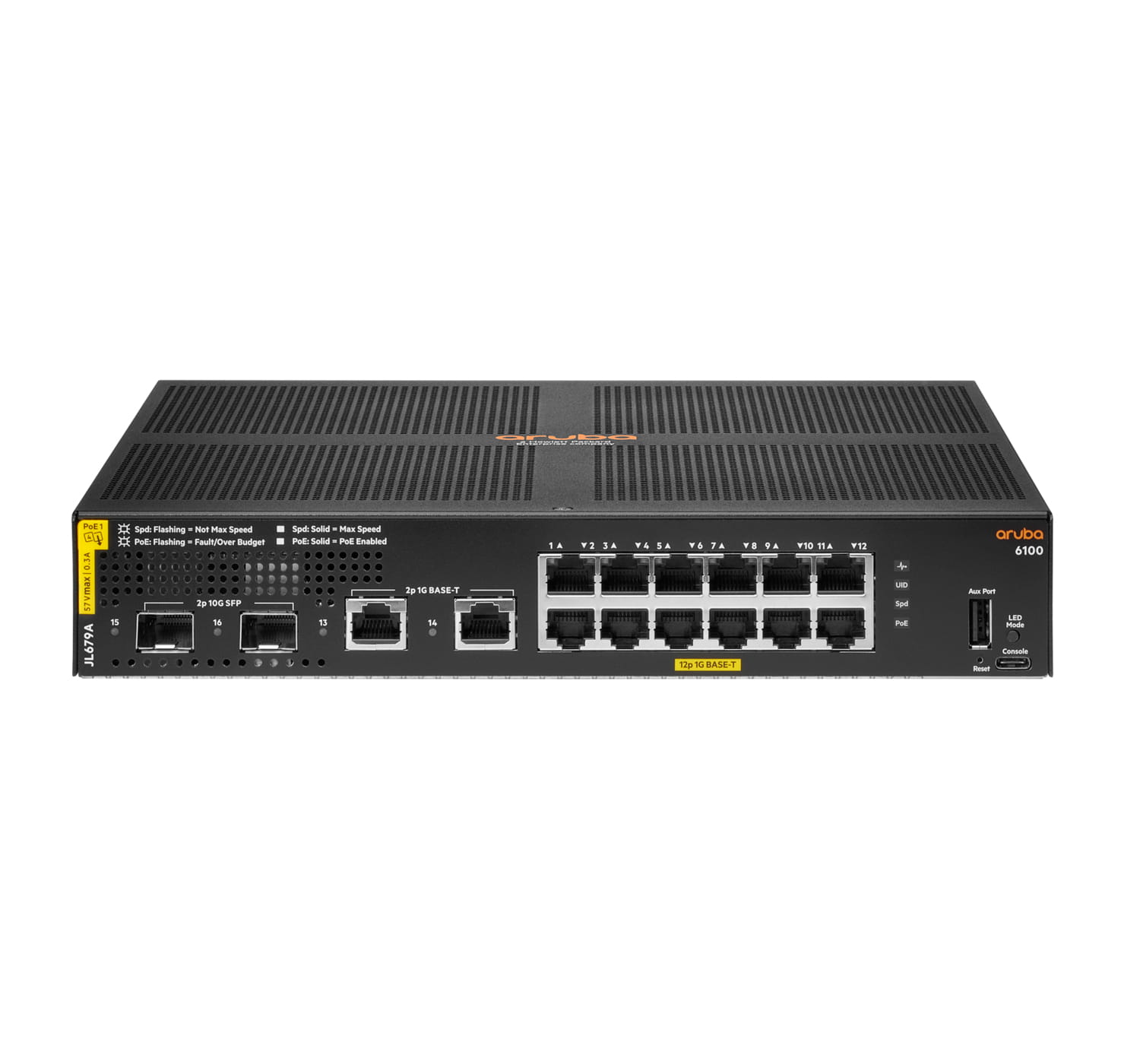 HPE Aruba Networking 6100 12G Class4 PoE 2G/2SFP+ 139W Switch - Switch - managed - 12 x 10/100/1000 (PoE+)
