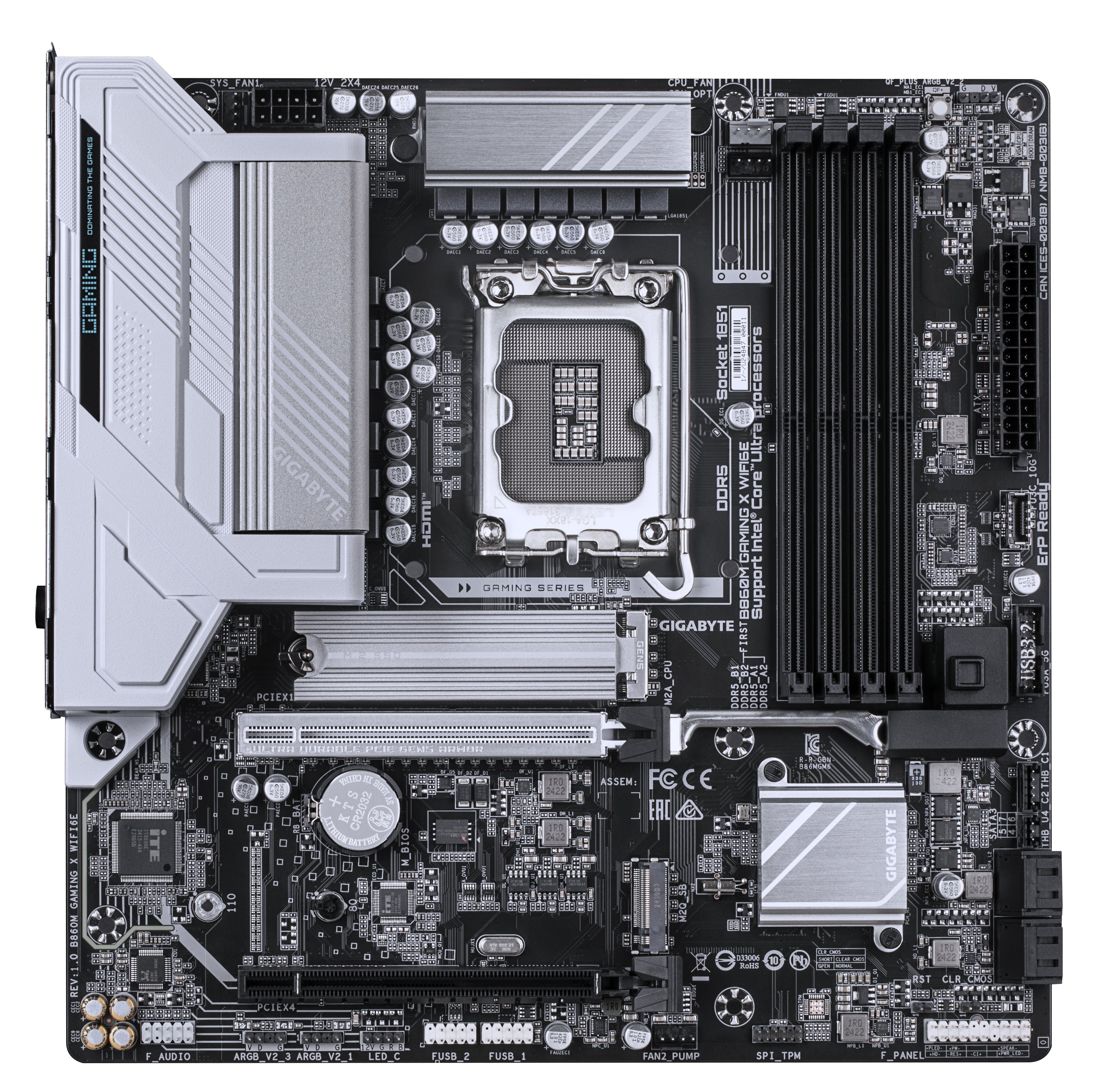 Gigabyte B860M GAMING X WIFI6E - Motherboard - micro ATX - LGA1851 Sockel - AMD B850 Chipsatz - USB4, USB-C 3.2 Gen2, USB 3.2 Gen 1 - Bluetooth, Wi-Fi 6E, Gigabit LAN - Onboard-Grafik (CPU erforderlich)