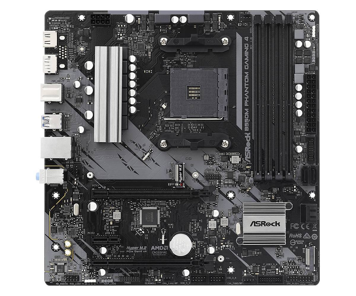 ASRock B550M Phantom Gaming 4 - Motherboard - micro ATX - Socket AM4 - AMD B550 Chipsatz - USB 3.2 Gen 1 - Gigabit LAN - Onboard-Grafik (CPU erforderlich)