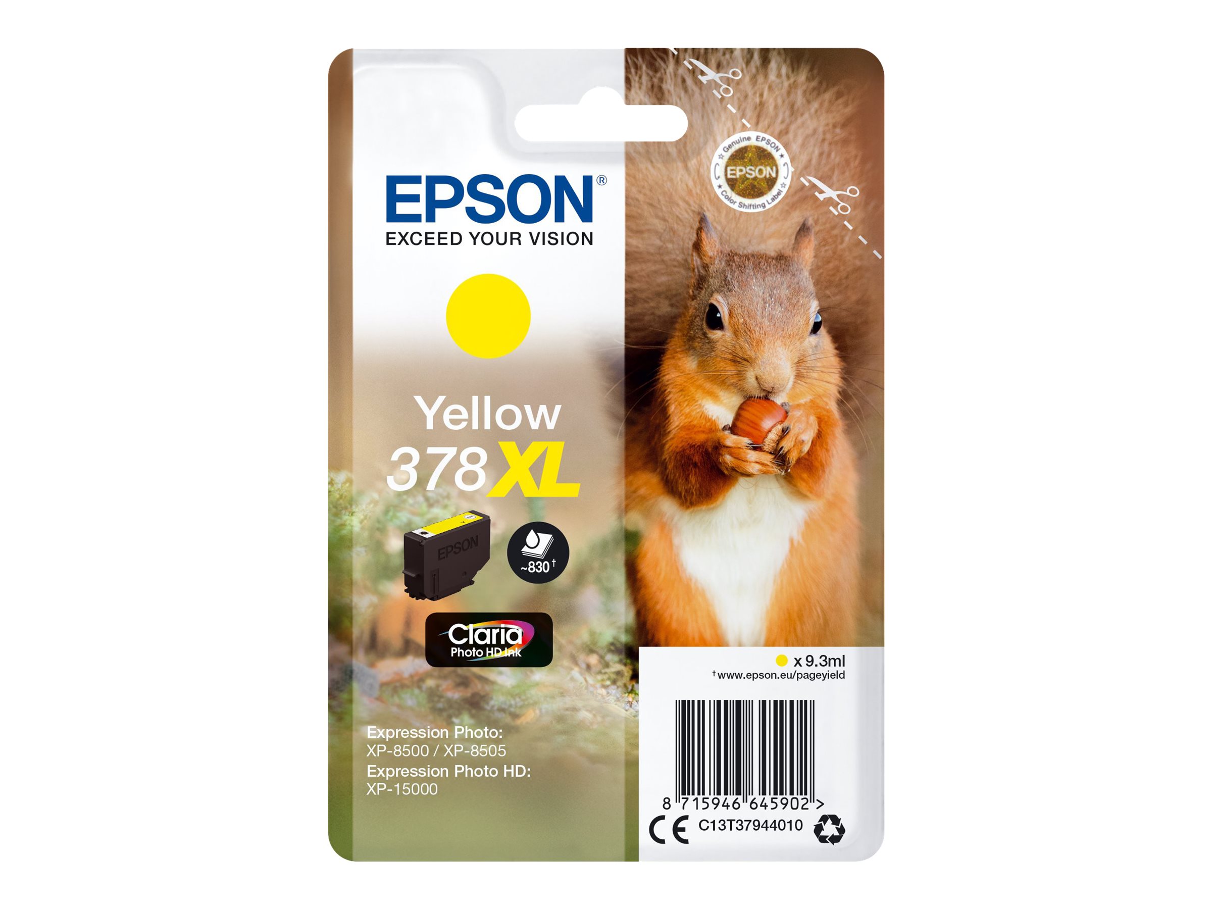 Epson 378XL - 9.3 ml - XL - Gelb - Original - Blister mit RF- / aktustischem Alarmsignal
