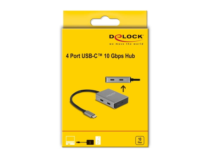 Delock Hub - 10 Gbps, mit USB-C-Anschluss - 4 x USB-C 3.2 Gen 2