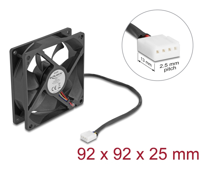 Delock Gehäuselüfter - axial - 92 mm - Schwarz