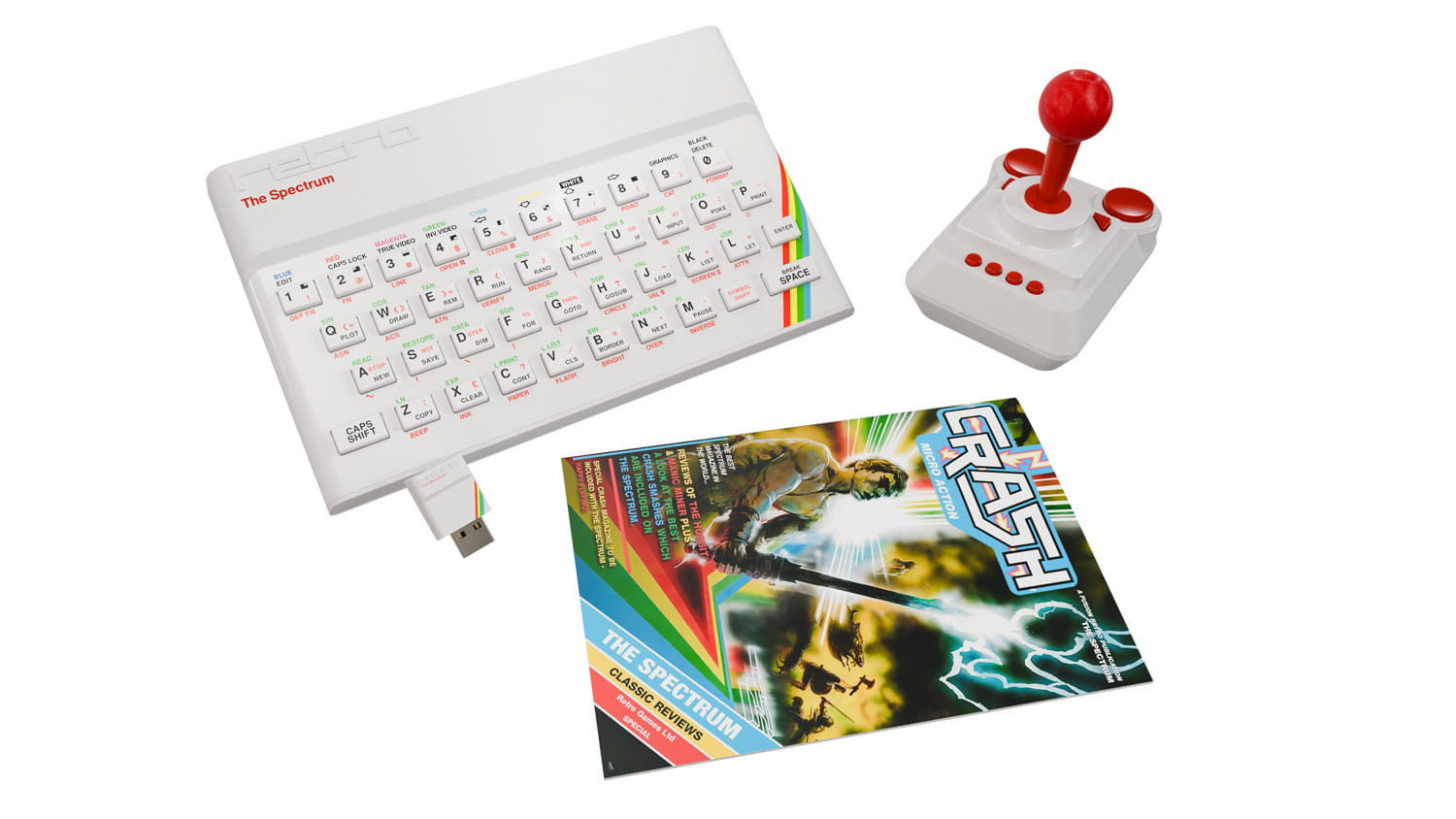 Retro Games The Spectrum White Edition, ZX Spectrum, Weiß, HD, Joystick, Manic Miner, Head Over Heels, Saboteur! Remastered, Der Hobbit, Army Moves, The Great Escape, HDMI