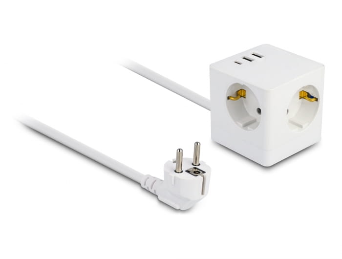 Delock Netzteil - 17 Watt - 3.4 A - 6 Ausgabeanschlussstellen (2 x USB, USB-C, 3 x Stecker CEE 7/3)