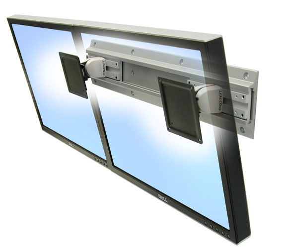 Ergotron Neo-Flex - Befestigungskit (2 Drehgelenke, Wandschiene 26", 2 Rack-Montagehalterungen) - schmal - für 2 LCD-Displays - Grau, Schwarz - Bildschirmgröße: bis zu 61 cm (bis zu 24 Zoll)