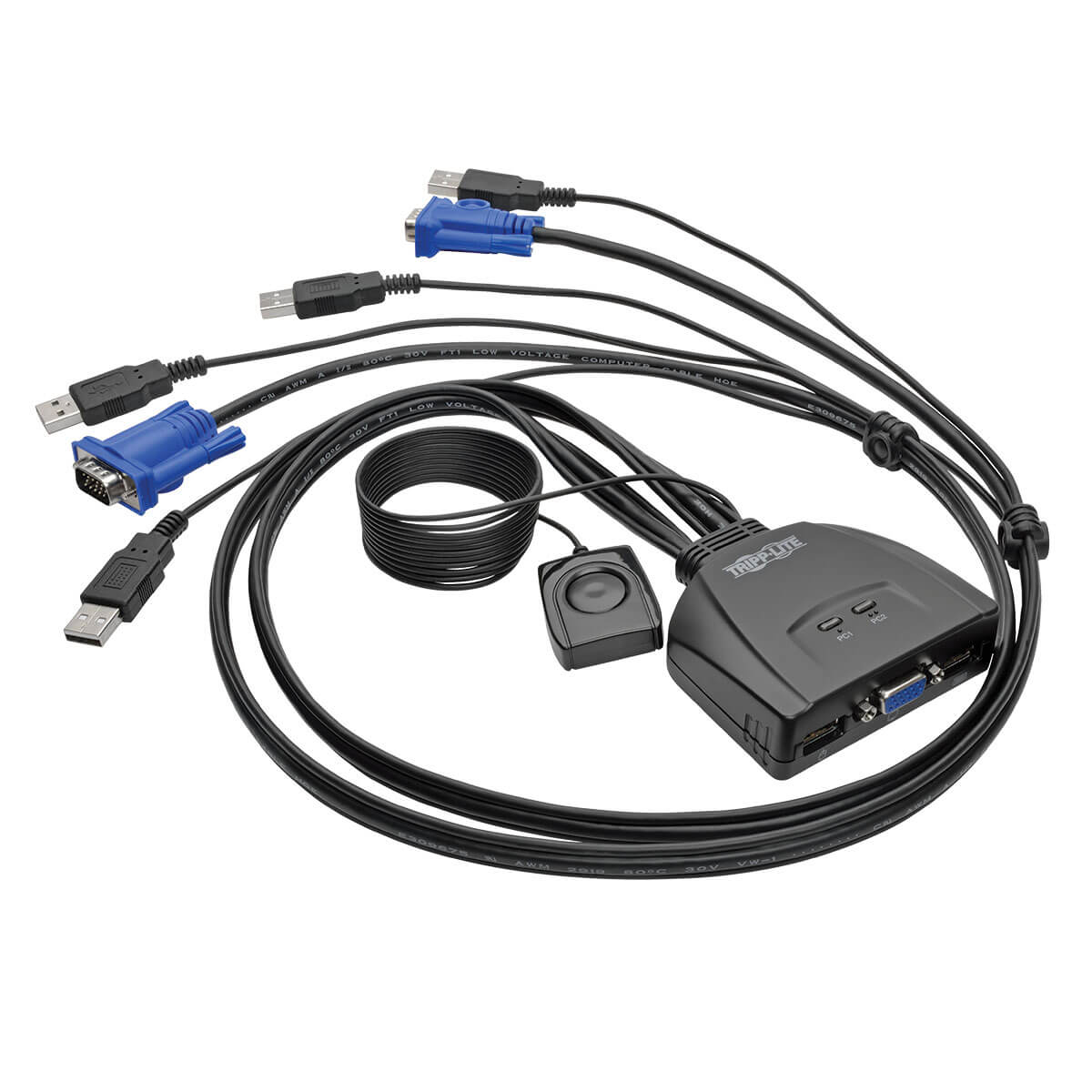Tripp Eaton Tripp Lite series 2-Port USB/VGA Cable KVM Switch with Cables and USB Peripheral Sharing
