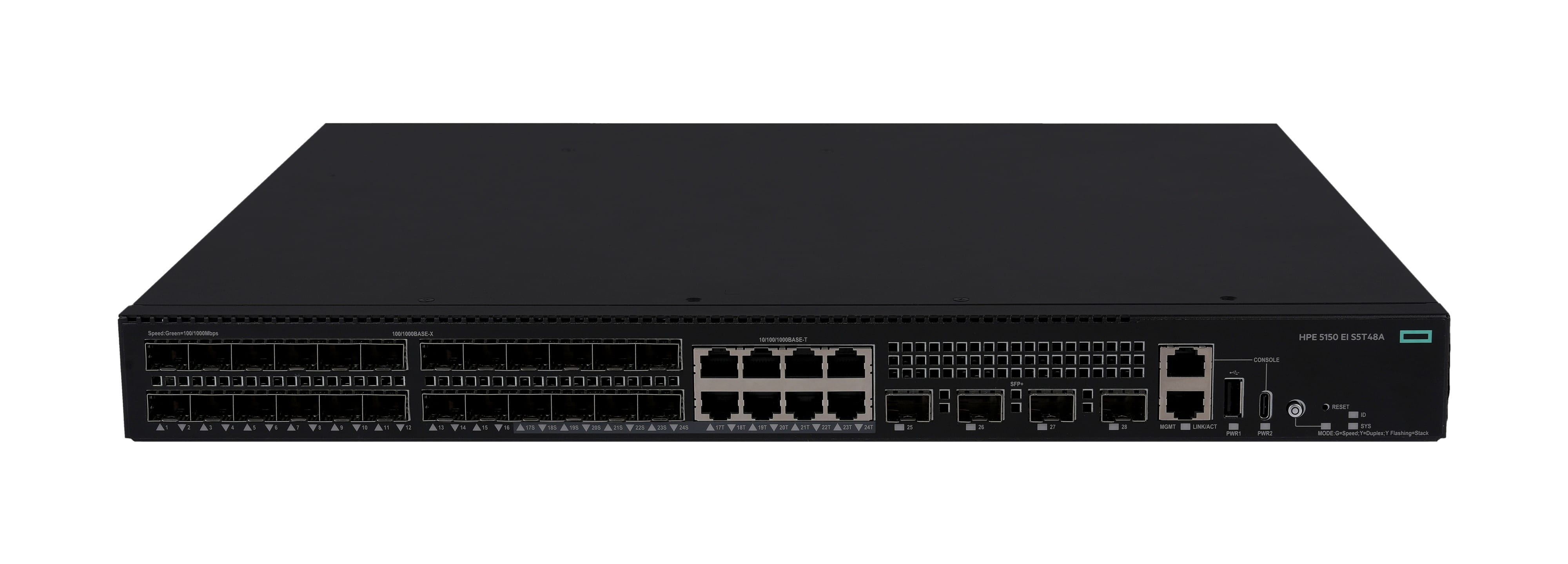 HPE Networking Comware 5150EI 24p SFP 1G 8p 10M/100M/1G Combo 4p SFP+ 1G/10G Switch - Switch - L3 - managed - 24 x 100/1000Base-X SFP + 8 x 10/100/1000Base-T + 4 x 1 Gigabit / 10 Gigabit SFP+ (Uplink / Stacking)