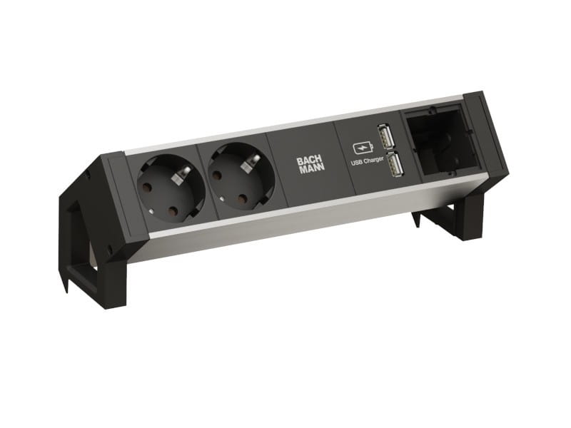 Bachmann DESK 2 ALU - Steckdosenleiste - Eingabe, Eingang GST18 - Ausgangsanschlüsse: 2 (2 x Spannung)