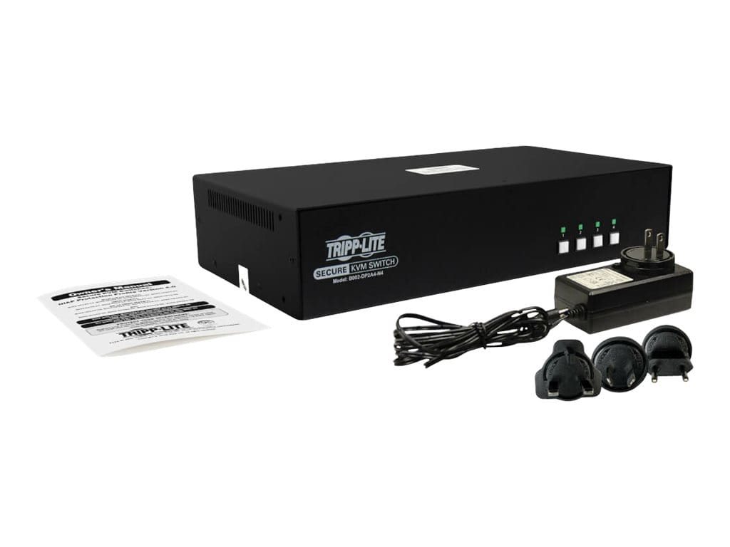 Tripp Secure KVM Switch, 4-Port, Dual Head, DisplayPort to DisplayPort, 4K, NIAP PP4.0, Audio, TAA