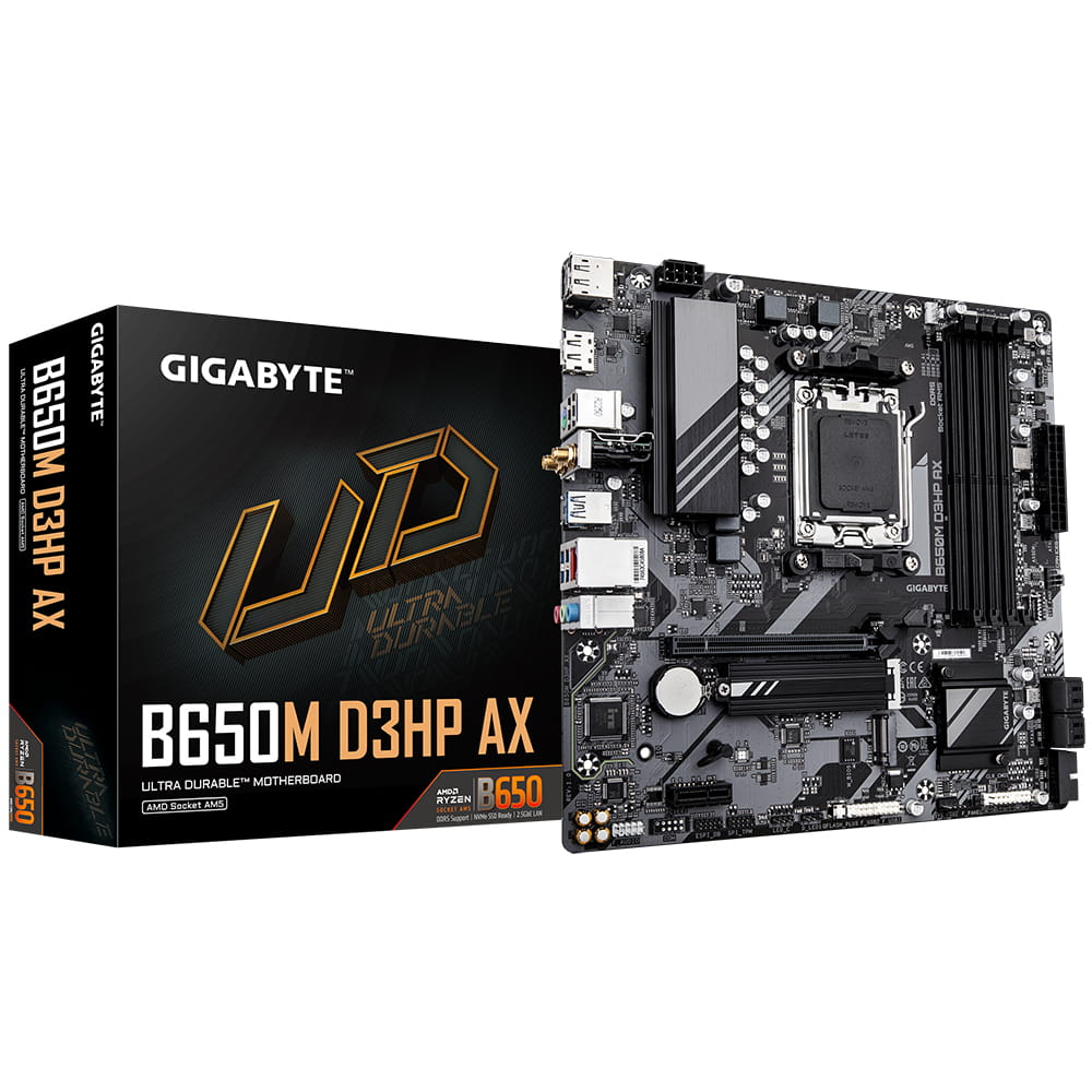 Gigabyte B650M D3HP AX - 1.0 - Motherboard - micro ATX - Socket AM5 - AMD B650 Chipsatz - USB 3.2 Gen 1, USB-C 3.2 Gen 1 - 2.5 Gigabit LAN, Wi-Fi 6E, Bluetooth - Onboard-Grafik (CPU erforderlich)