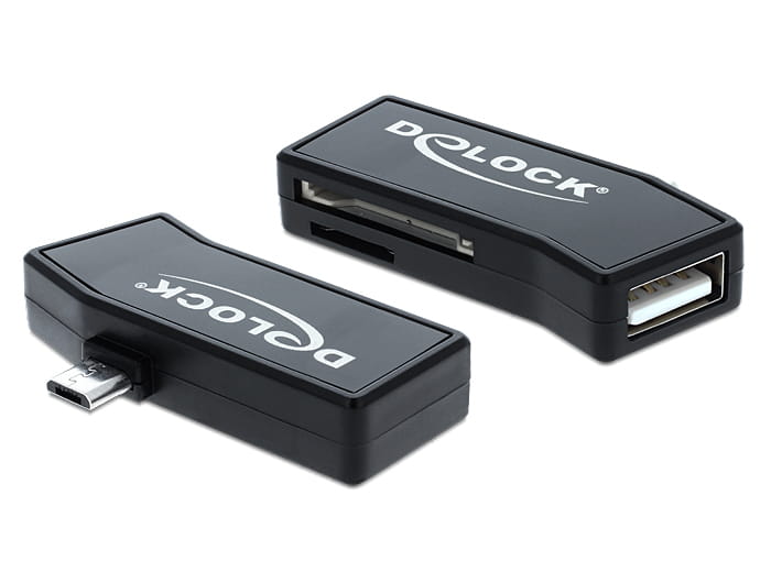 Delock Micro USB OTG Card Reader + 1 x USB port - Kartenleser (MMC, SD, microSD, SDHC, microSDHC, SDXC, microSDXC)
