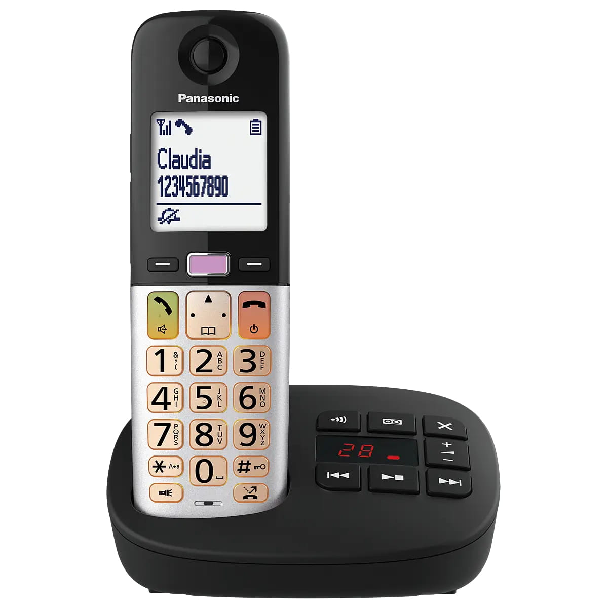 Panasonic KX-TGU430, DECT-Telefon, Kabelloses Mobilteil, Freisprecheinrichtung, 1000 Eintragungen, Anrufer-Identifikation, Schwarz, Grau