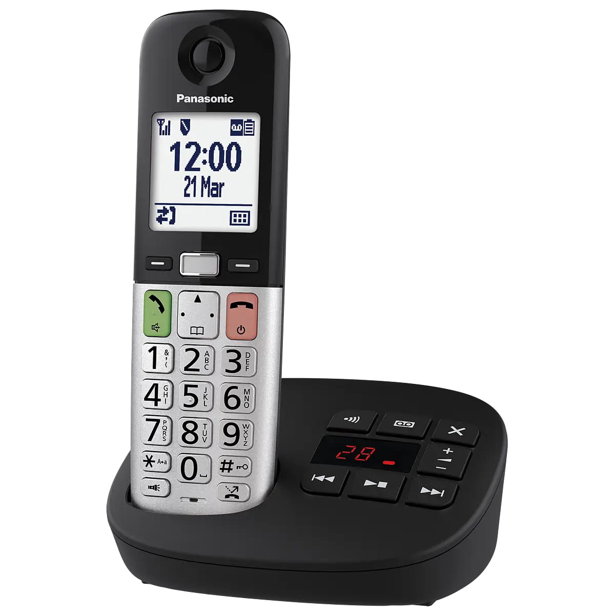 Panasonic KX-TGU430, DECT-Telefon, Kabelloses Mobilteil, Freisprecheinrichtung, 1000 Eintragungen, Anrufer-Identifikation, Schwarz, Grau