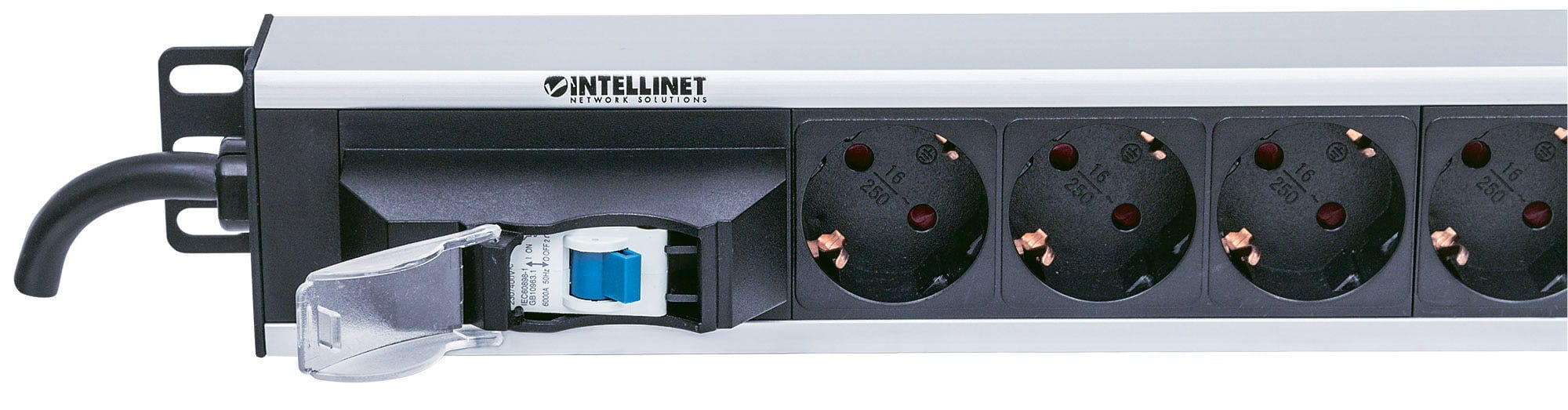Intellinet Vertical Rackmount 12-Way Power Strip - German Type, With Single Air Switch, No Surge Protection - Stromverteilungseinheit (Rack - einbaufähig)