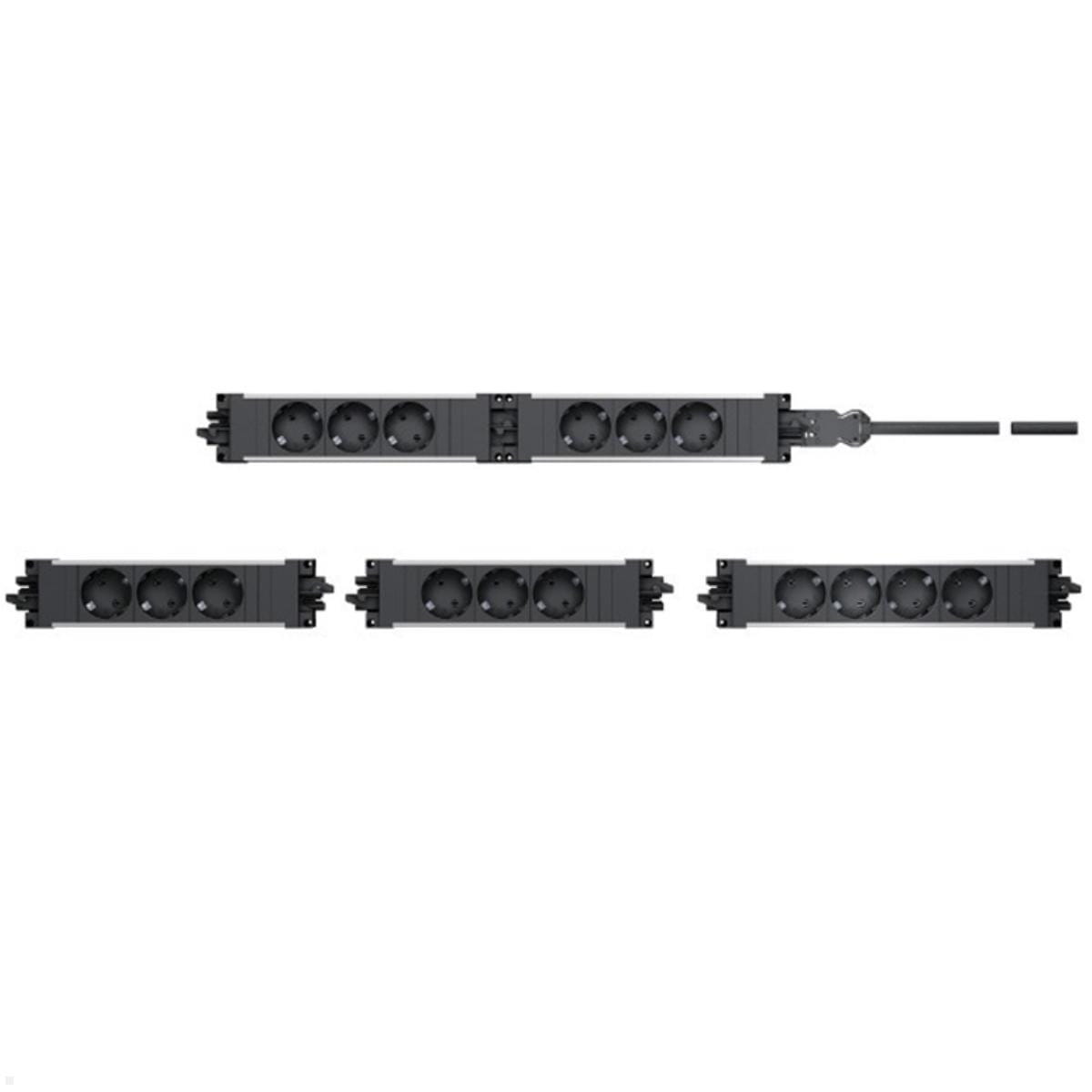 Bachmann STEP ALU - Steckdosenleiste - Wechselstrom 250 V - Eingabe, Eingang GST18i3 - Ausgangsanschlüsse: 4 (GST18i3, 3 x Stecker CEE 7/3)