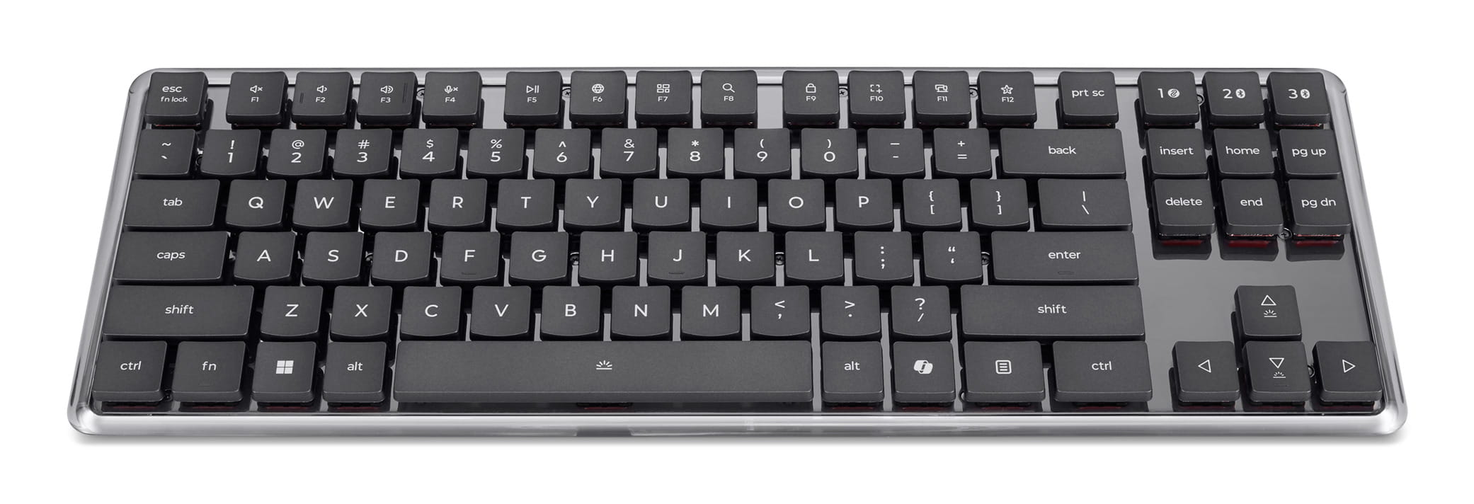 Lenovo 4Y41V37355, Tenkeyless (80 - 87 %), Verkabelt & Kabellos, USB + RF Wireless + Bluetooth, Optischer Schlüsselschalter, LED, Grau