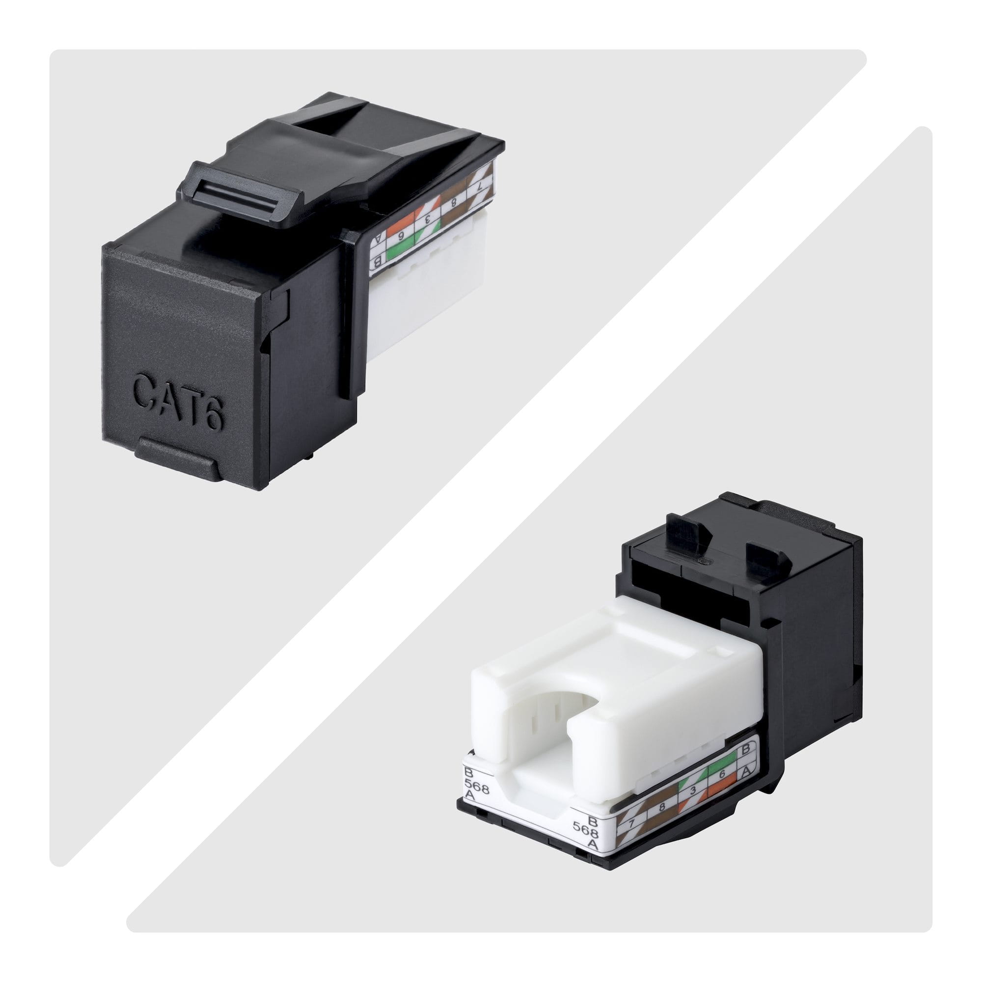 StarTech.com Cat6 Keystone Jack Modul, 24er-Pack RJ45 Ethernet Keystone Buchse, UTP Cat6 Wandbuchse, 90 Grad 110 Punch Down Buchse, Schwarz, Abgewinkelt, Schwarz, RJ-45, Buchse, Buchse, 10GBase-T