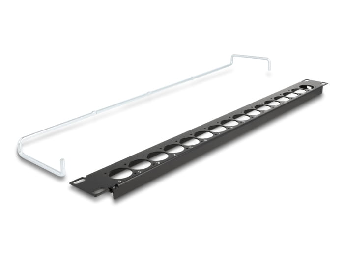 Delock Patchpanel (Blindblech) - D-Typ, Zugentlastung - Rack montierbar - Schwarz - 1U - 48.3 cm (19")